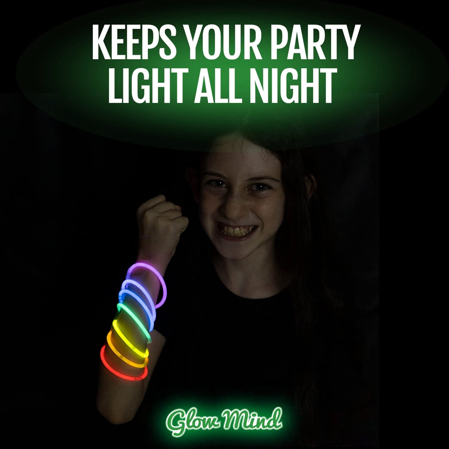 Glow Mind 500 Ultra Bright Glow Sticks Bulk – 8-Inch Glow Party Pack with Bracelets & Necklaces