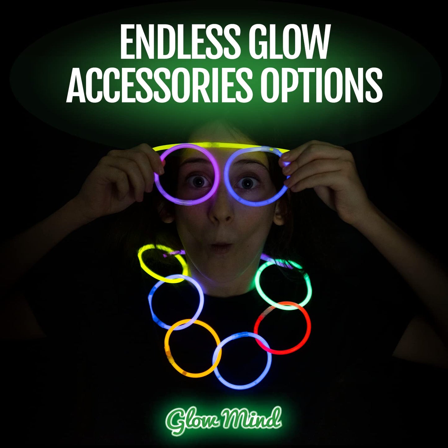 Glow Mind 400 Ultra-Bright Glow Sticks Bulk – 8-Inch Glow Party Supplies with Bracelets and Necklaces