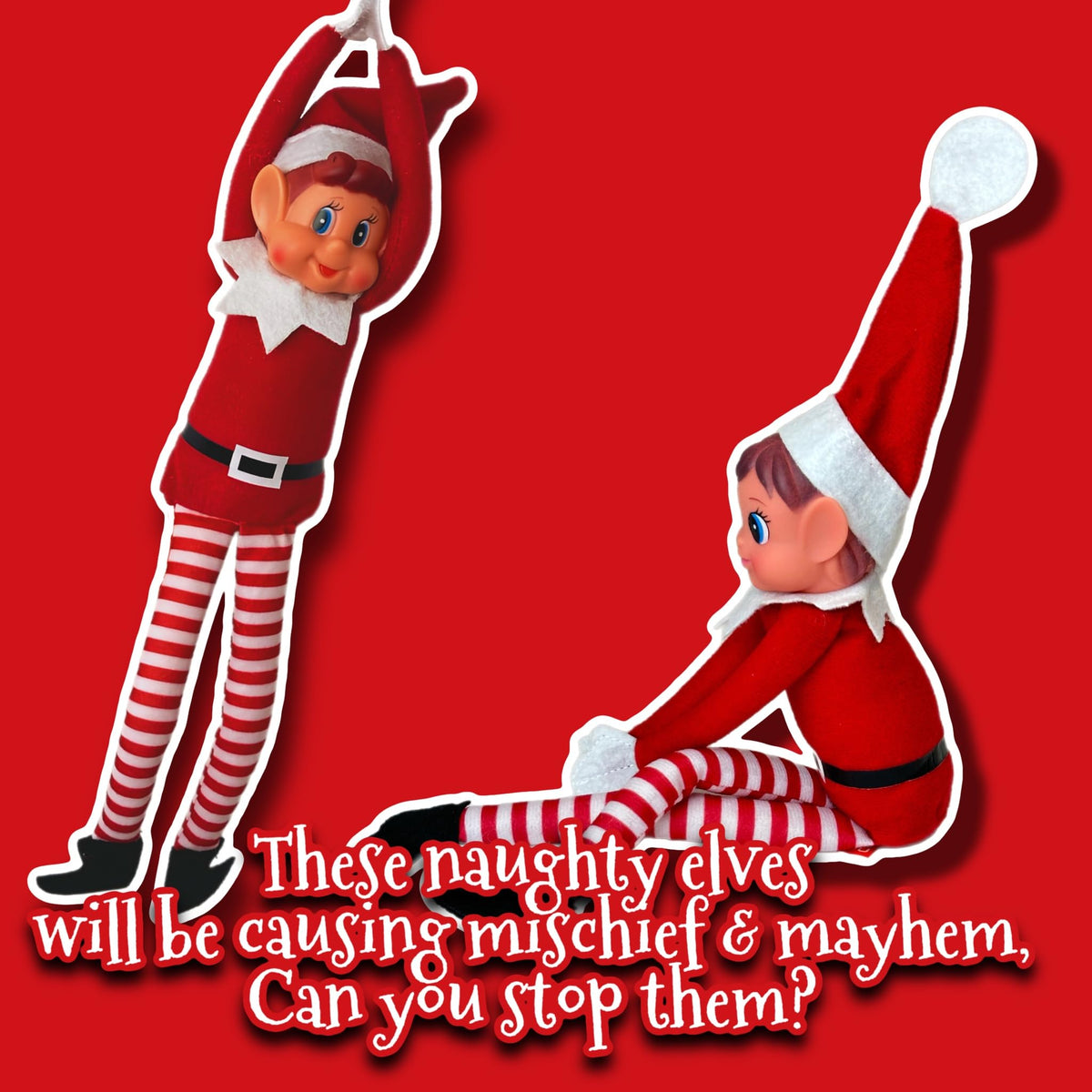 GLOW Wholesale Elfie & Elvie Set – Naughty Xmas Elves, Soft Body & Vinyl Face