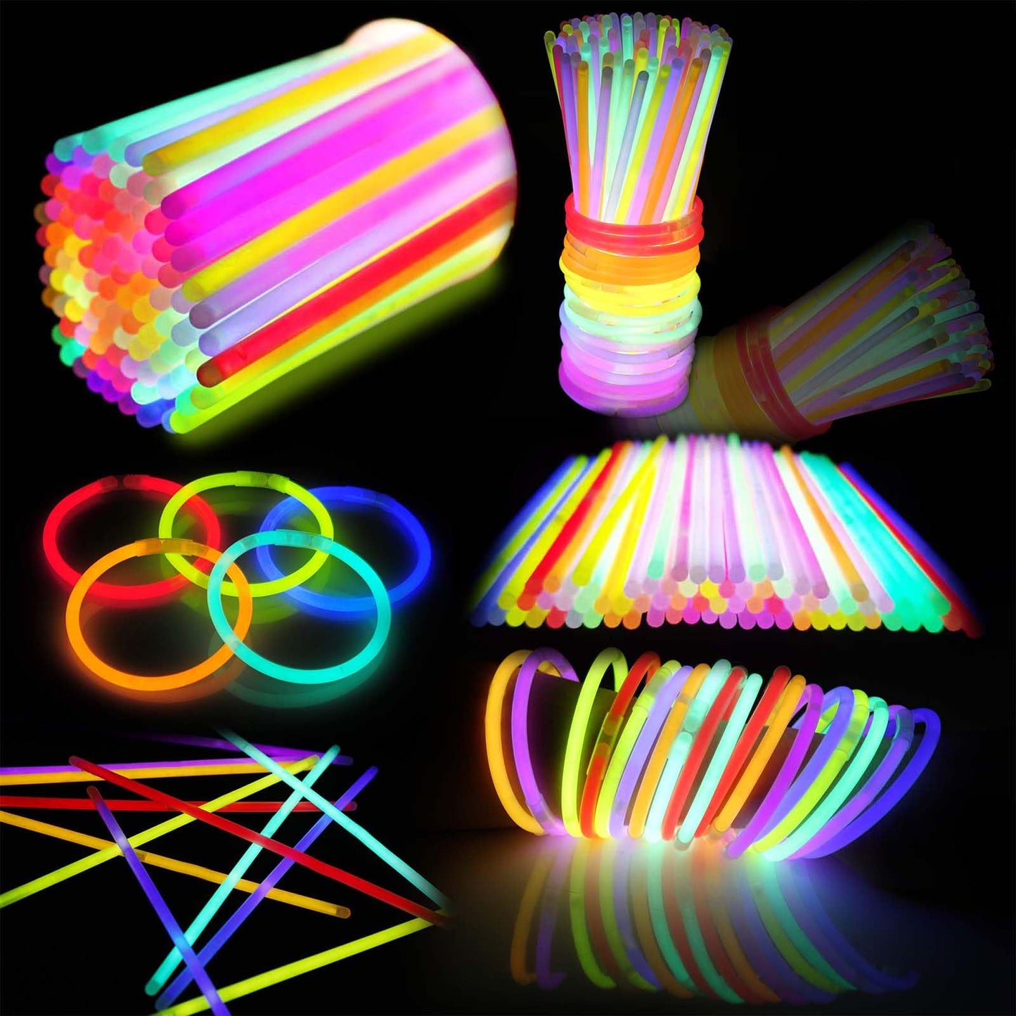 GLOW YGB 207 Glow Sticks Bulk Party Pack — 8” Glow Sticks with Bracelets & Connectors for Halloween & Camping