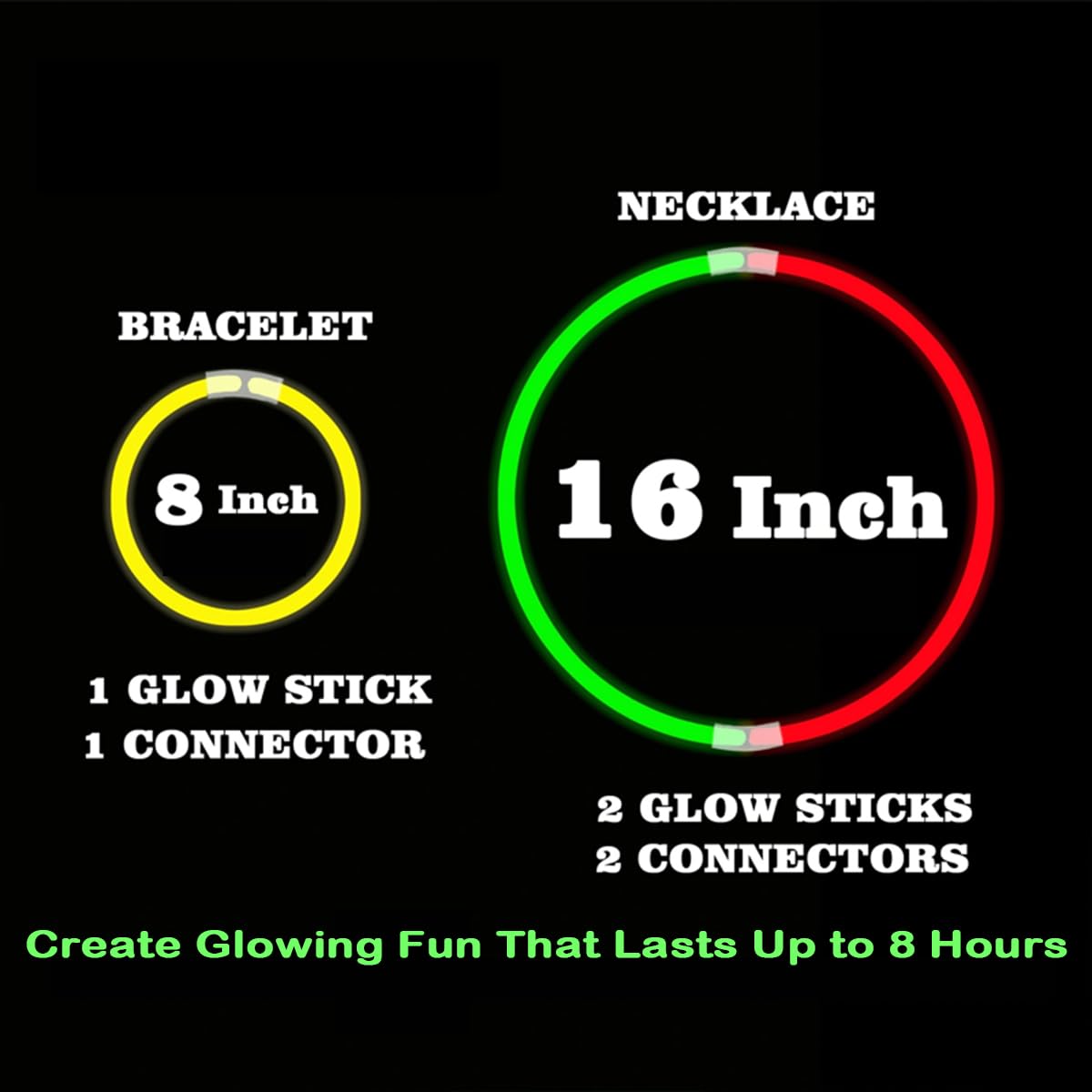 GLOW YGB 207 Glow Sticks Bulk Party Pack — 8” Glow Sticks with Bracelets & Connectors for Halloween & Camping