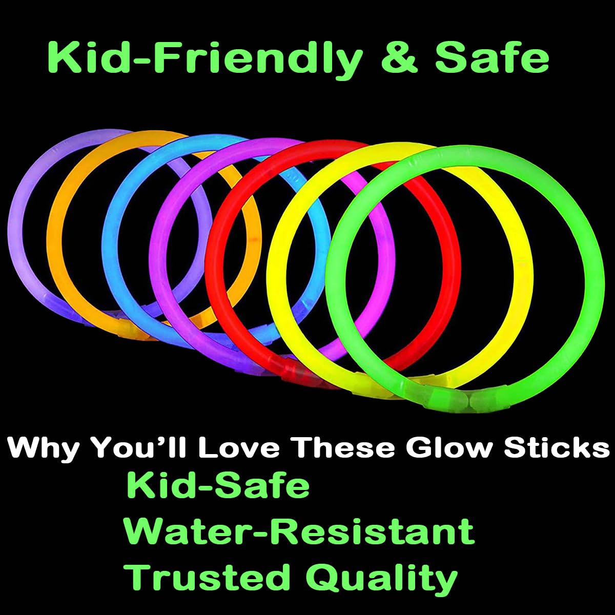 GLOW YGB 207 Glow Sticks Bulk Party Pack — 8” Glow Sticks with Bracelets & Connectors for Halloween & Camping