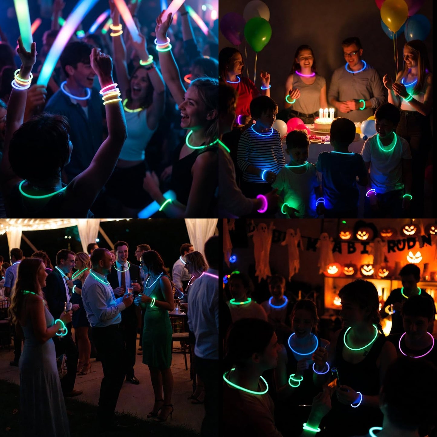 GLOW YGB 207 Glow Sticks Bulk Party Pack — 8” Glow Sticks with Bracelets & Connectors for Halloween & Camping