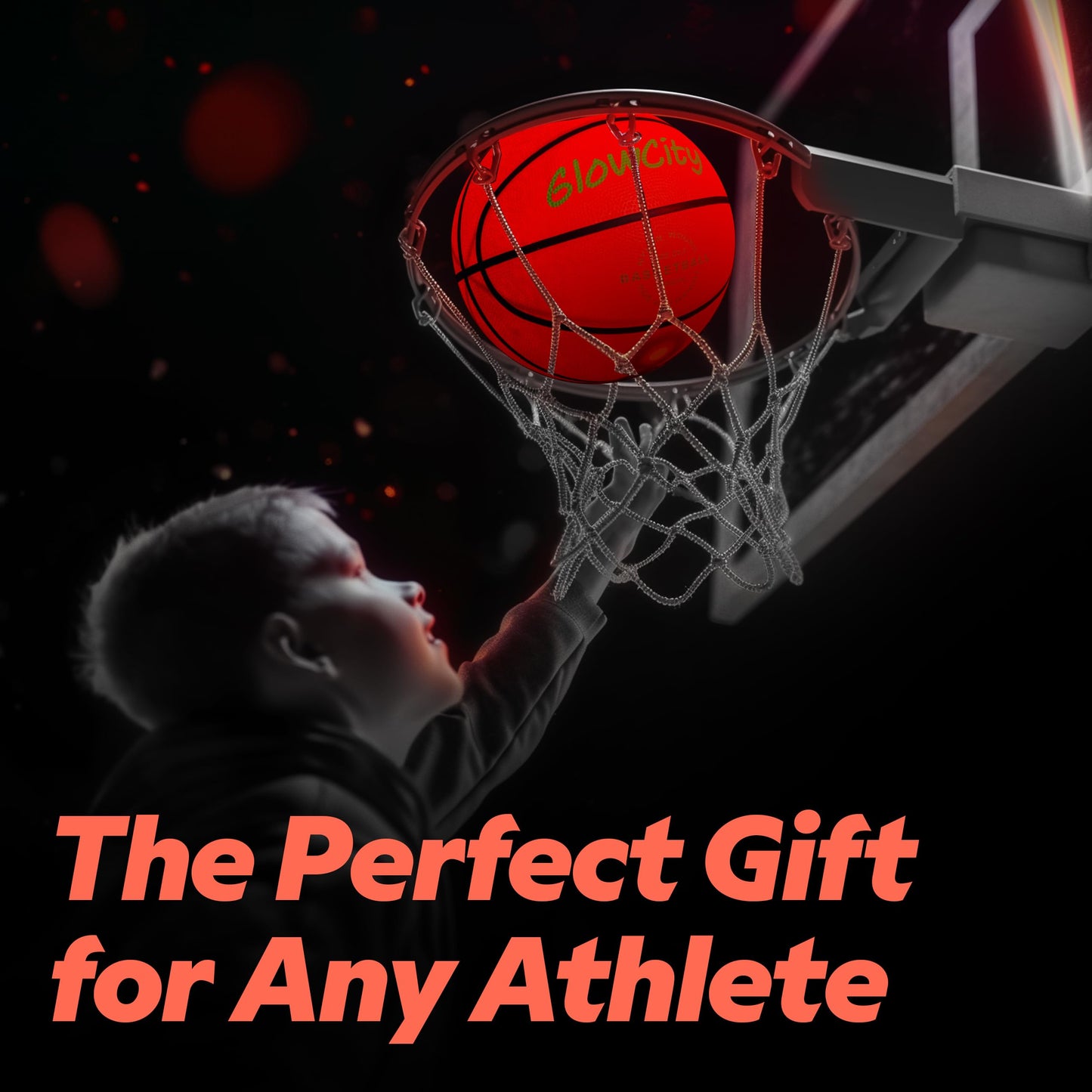 GlowCity Glow in The Dark Basketball - Size 7 Light Up Outdoor Ball | Red Night Glow for Teens & Adults