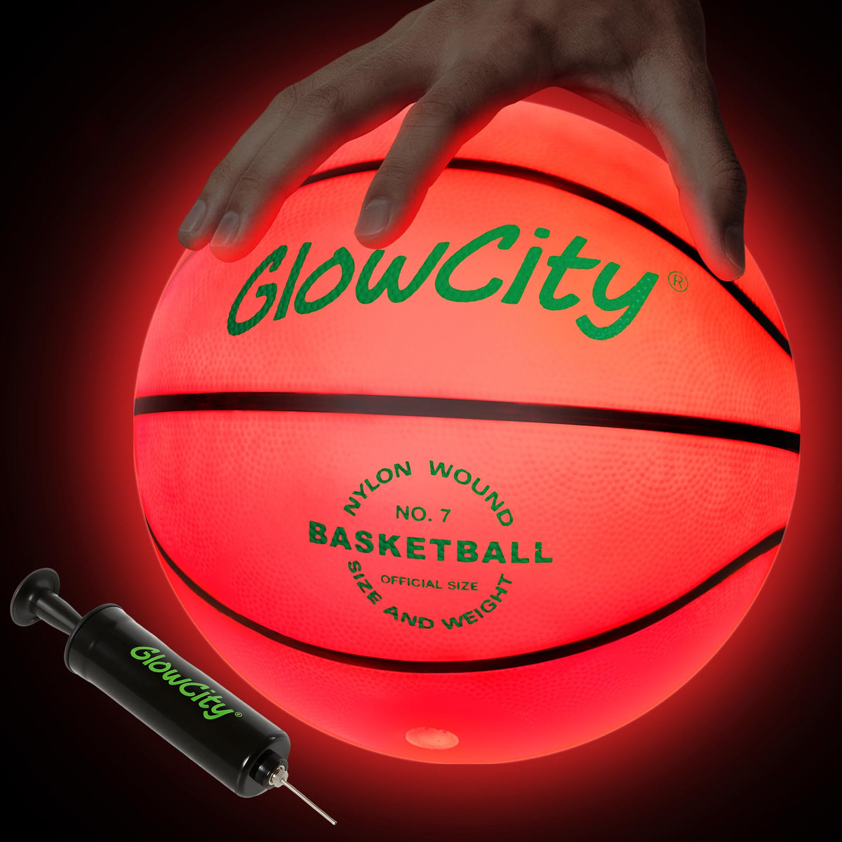 GlowCity Glow in The Dark Basketball Size 7 – Red LED Night Play Gift for Teens & Adults