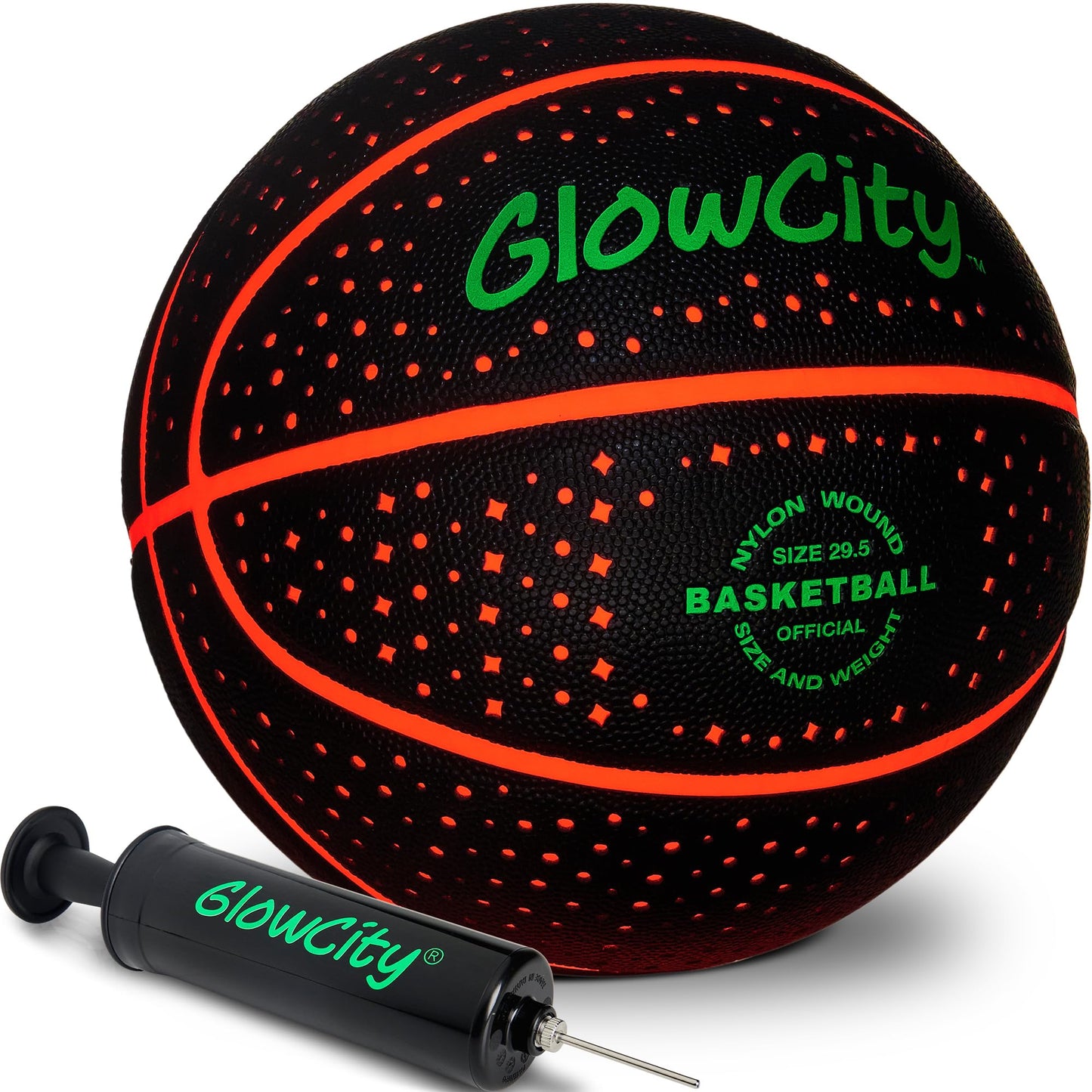 GlowCity Glow in The Dark Basketball (Size 7) – Red LED Night Play