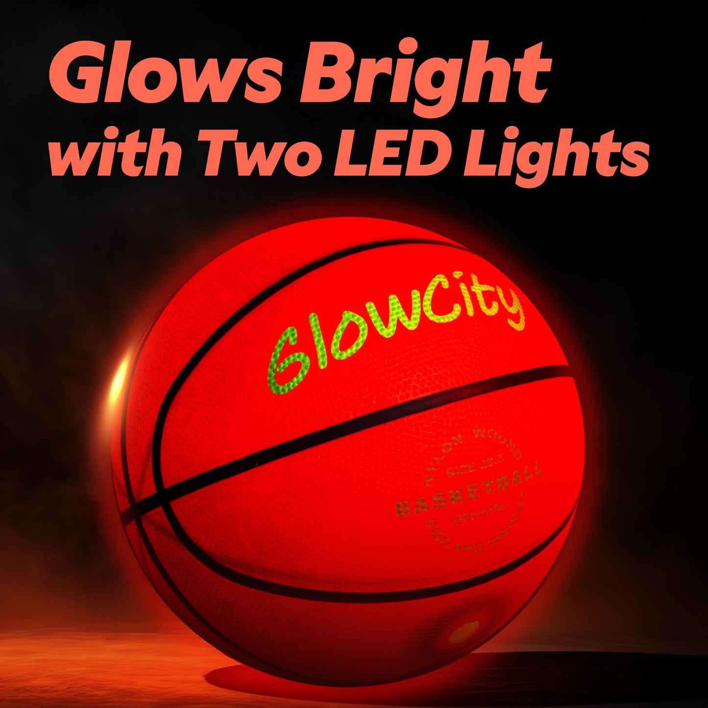 GlowCity Glow in The Dark Basketball - Size 7 Light Up Outdoor Ball | Red Night Glow for Teens & Adults