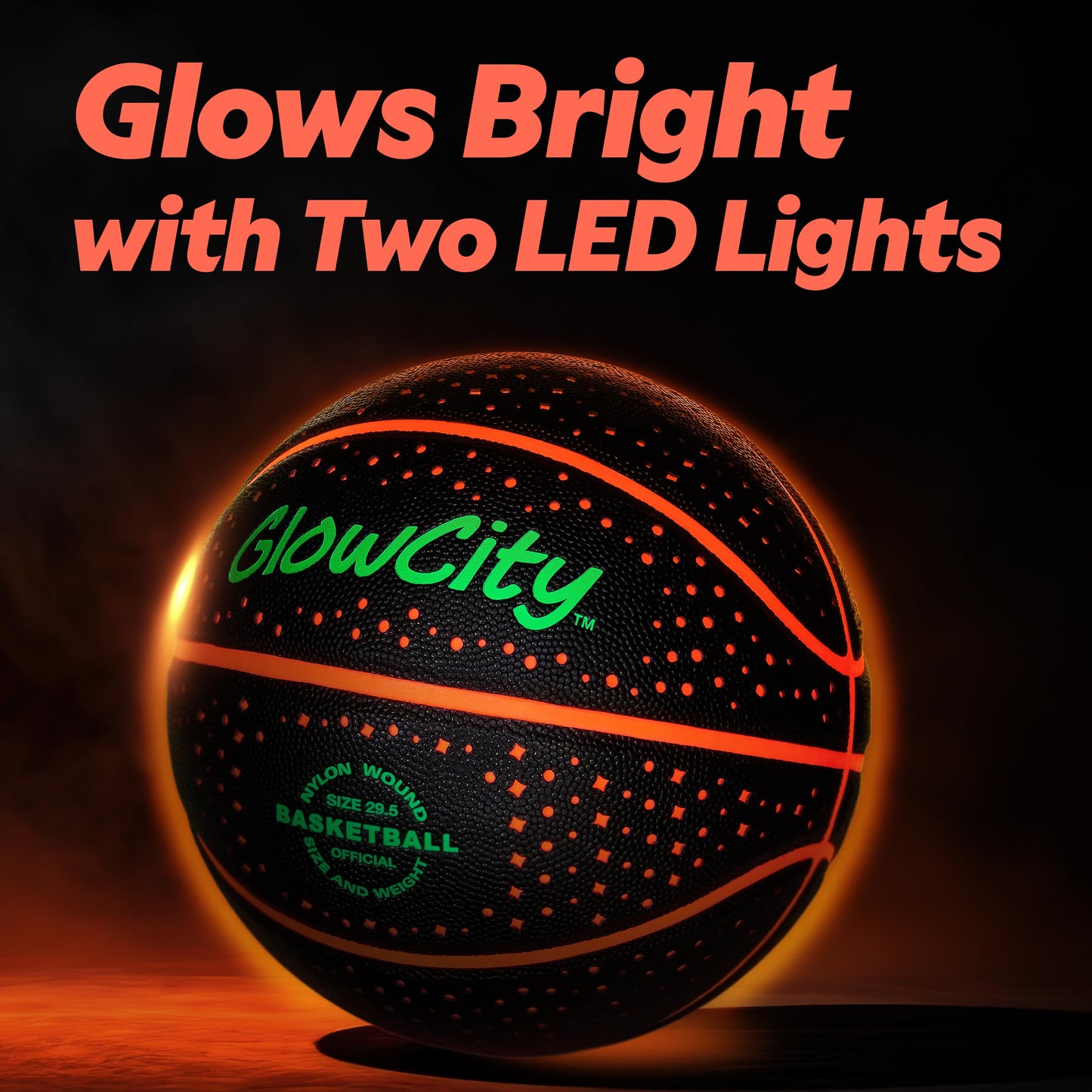 GlowCity Glow in The Dark Basketball (Size 7) – Red LED Night Play