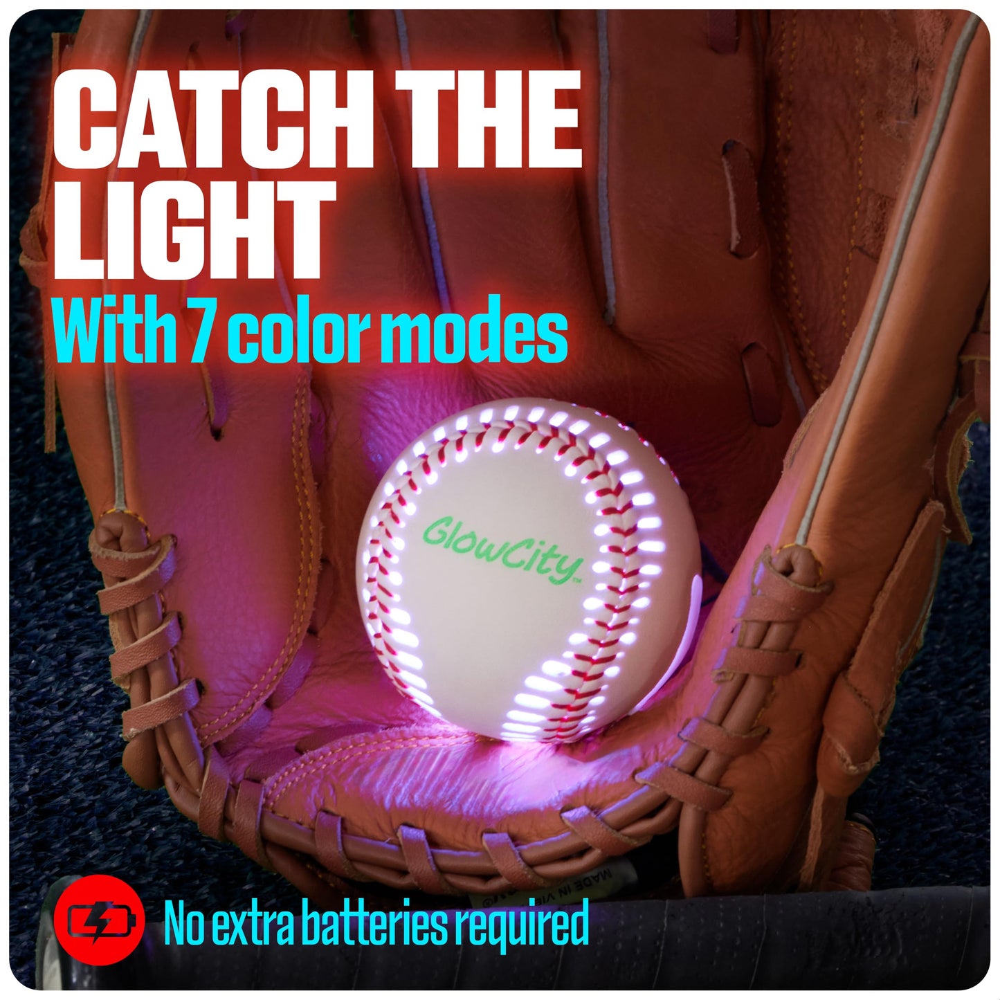 GlowCity Premium Leather LED Light-Up Baseball — Nighttime Catch Fun