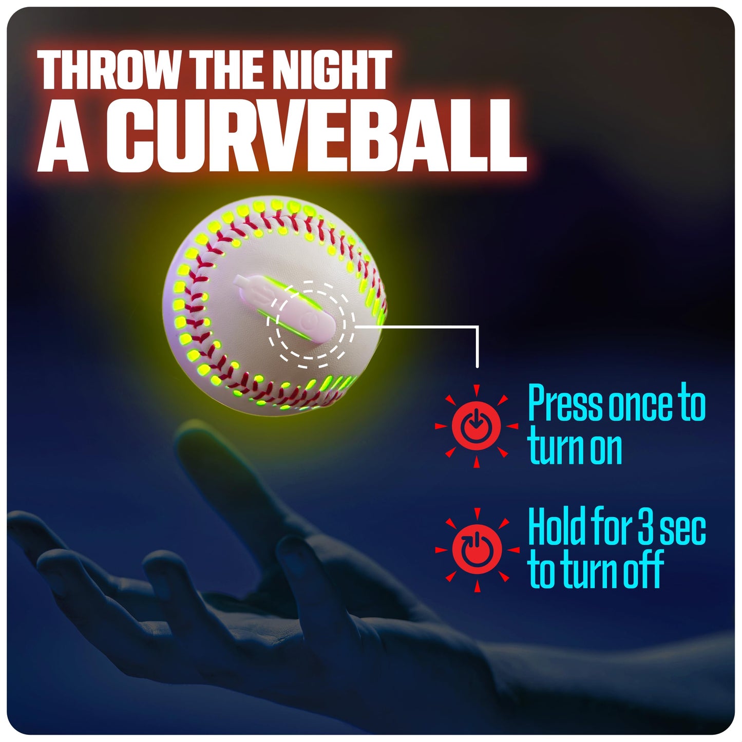 GlowCity Premium Leather LED Light-Up Baseball — Nighttime Catch Fun