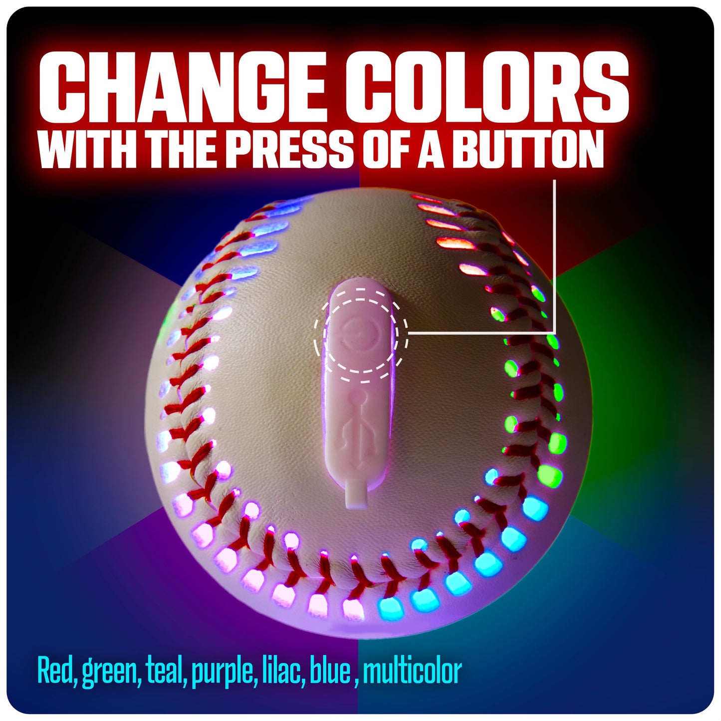 GlowCity Premium Leather LED Light-Up Baseball — Nighttime Catch Fun