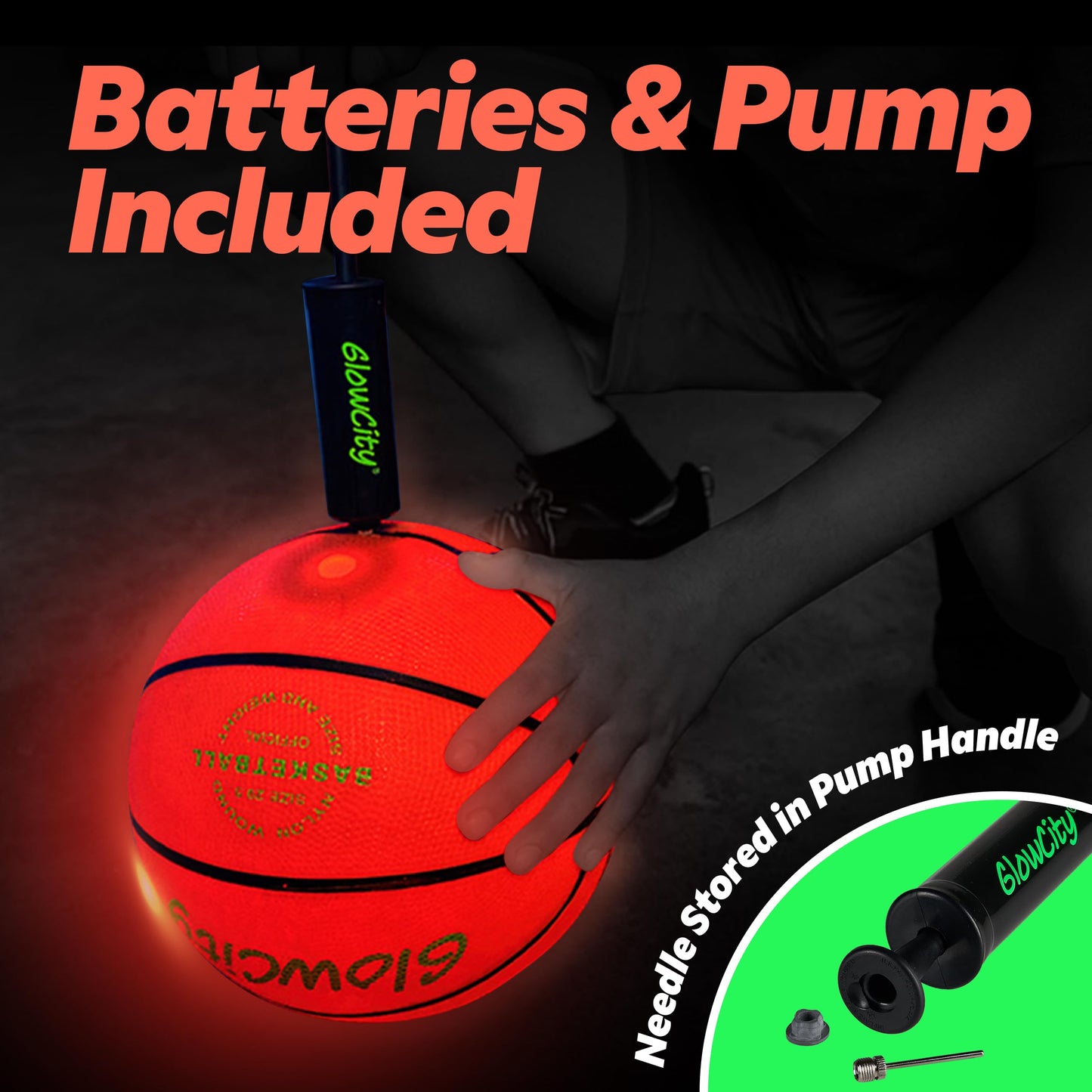 GlowCity Glow in The Dark Basketball Size 7 – Red LED Night Play Gift for Teens & Adults