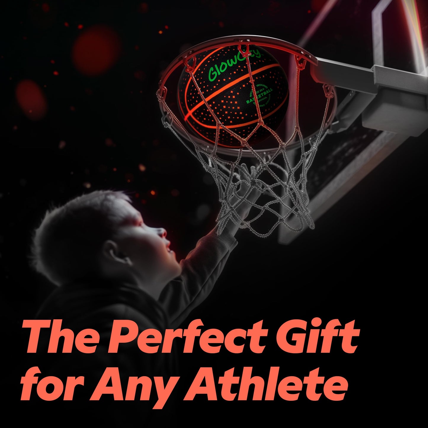 GlowCity Glow in The Dark Basketball (Size 7) – Red LED Night Play