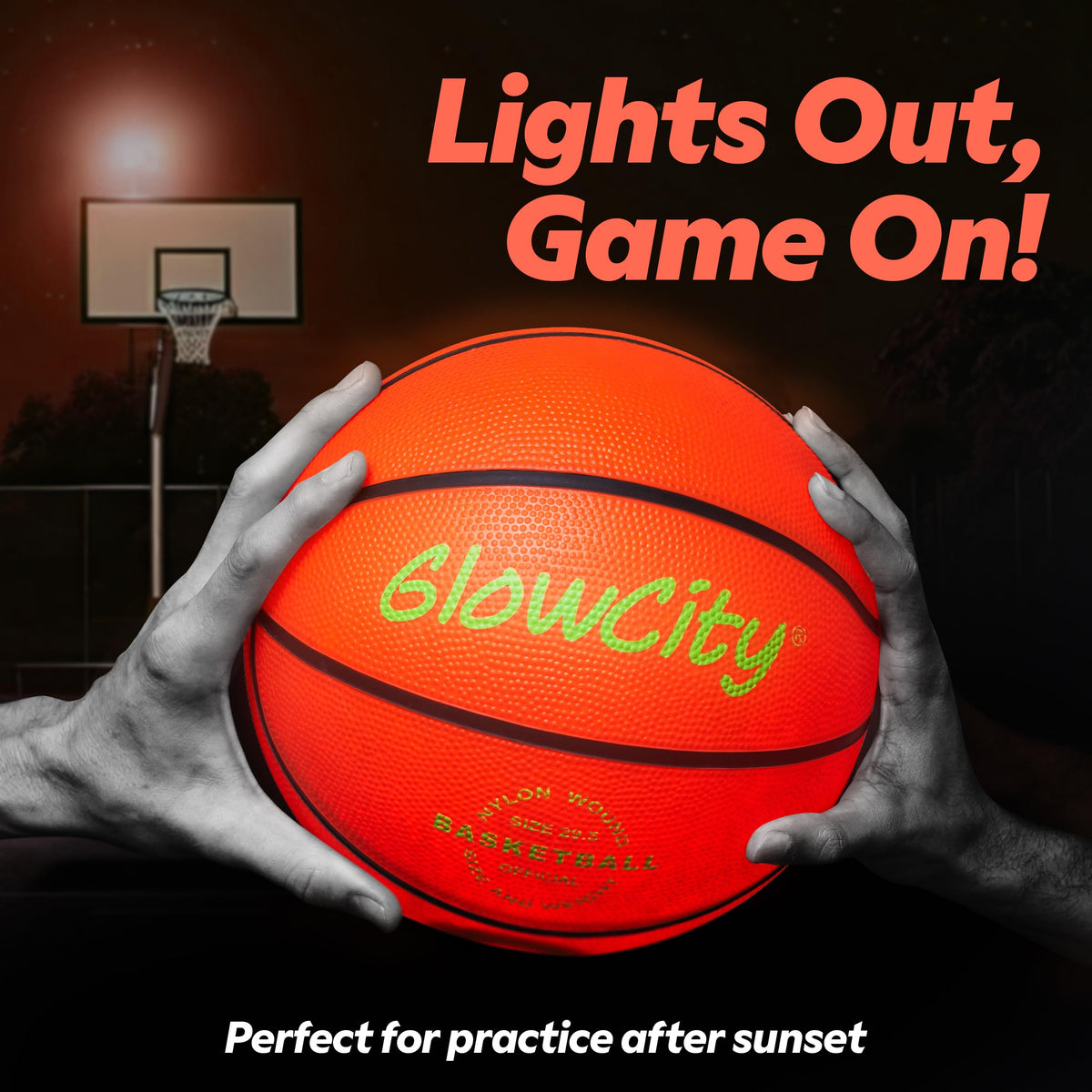 GlowCity Glow in The Dark Basketball Size 7 – Red LED Night Play Gift for Teens & Adults