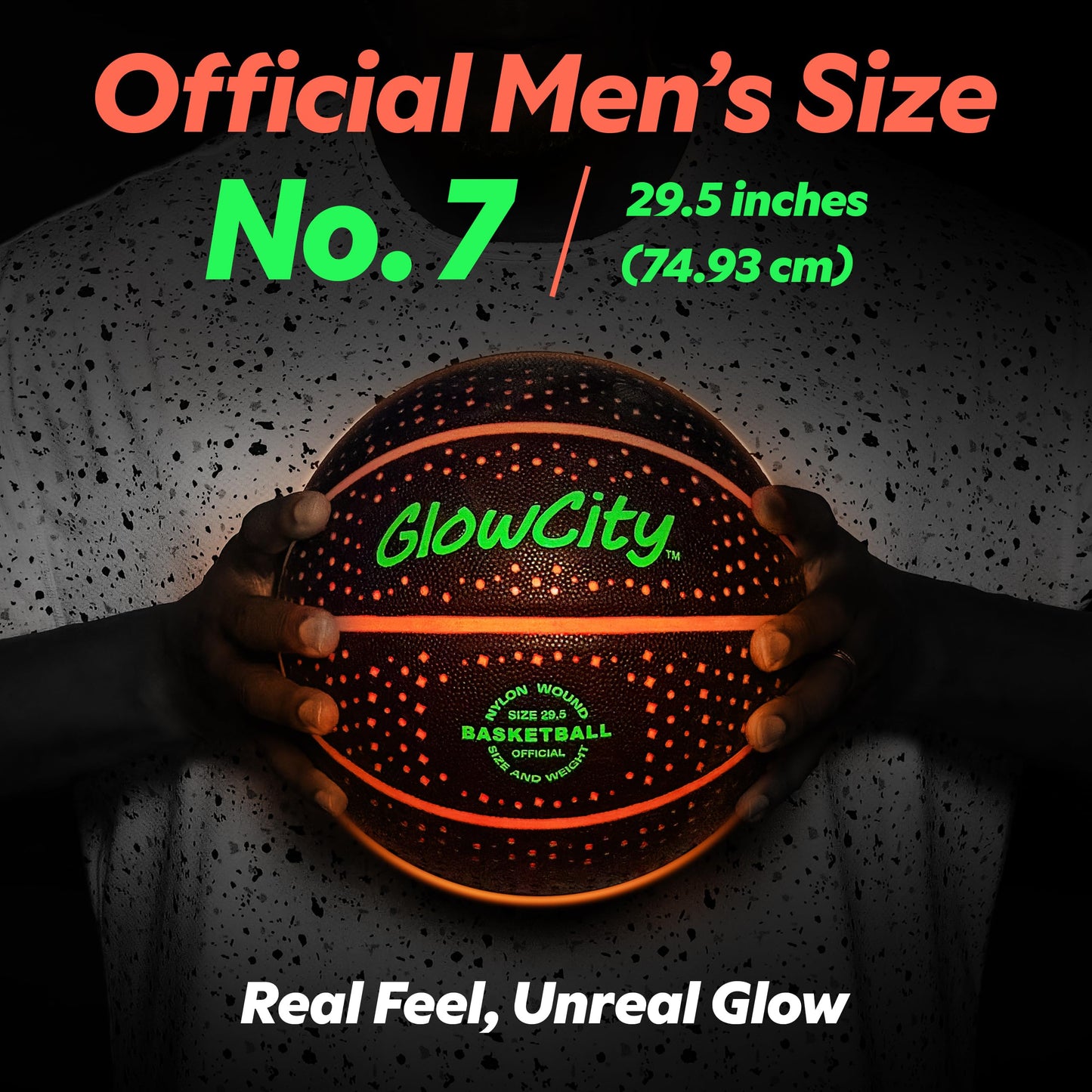 GlowCity Glow in The Dark Basketball (Size 7) – Red LED Night Play