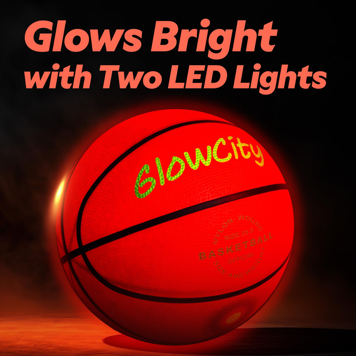 GlowCity Glow in The Dark Basketball Size 7 – Red LED Night Play Gift for Teens & Adults