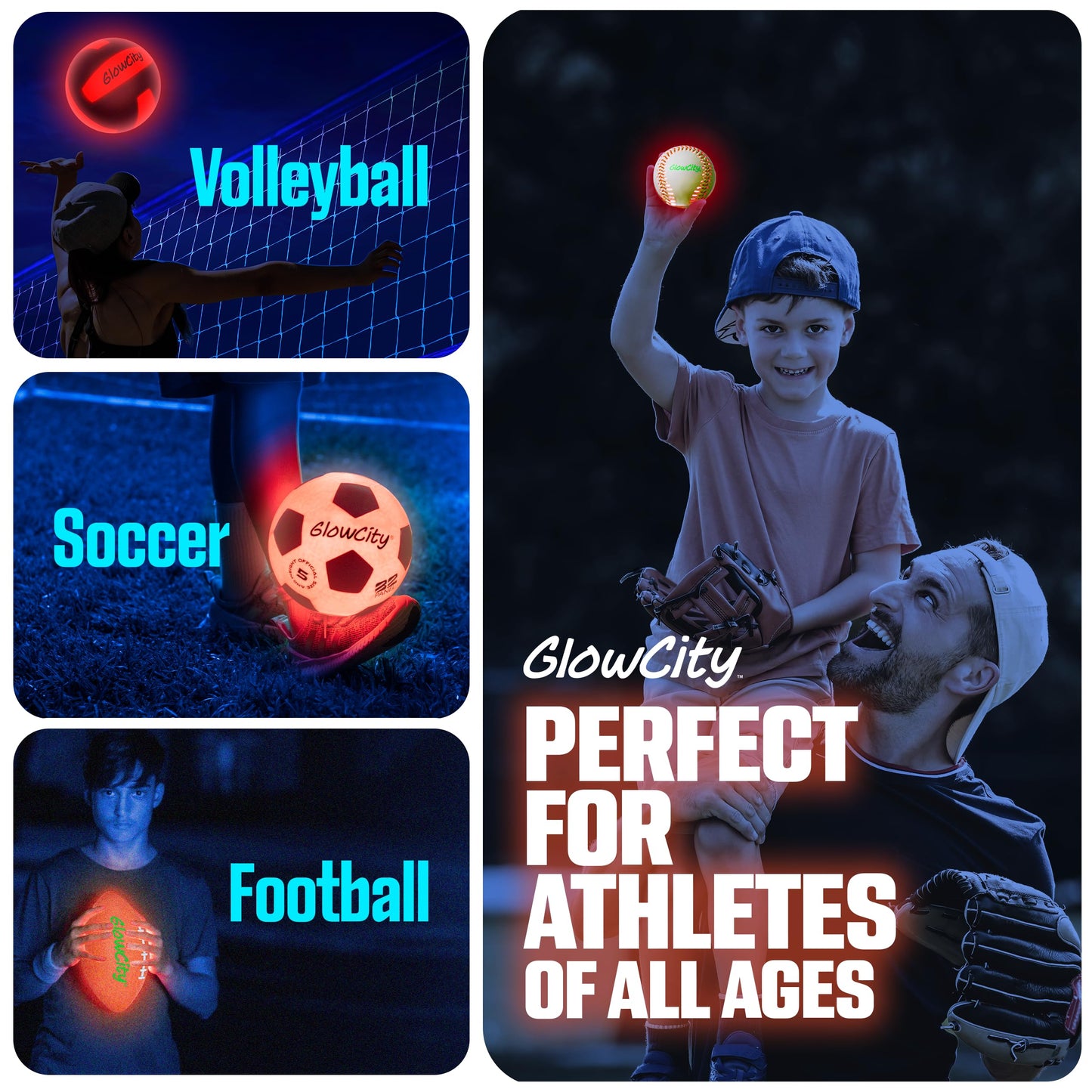 GlowCity Premium Leather LED Light-Up Baseball — Nighttime Catch Fun
