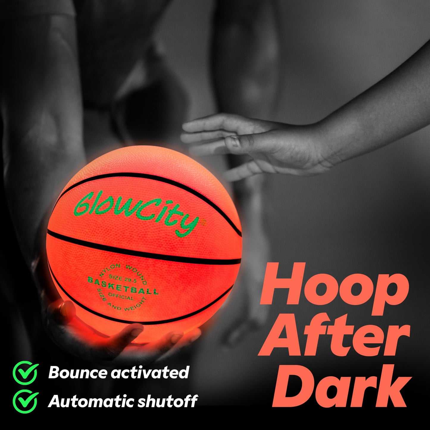 GlowCity Glow in The Dark Basketball - Size 7 Light Up Outdoor Ball | Red Night Glow for Teens & Adults
