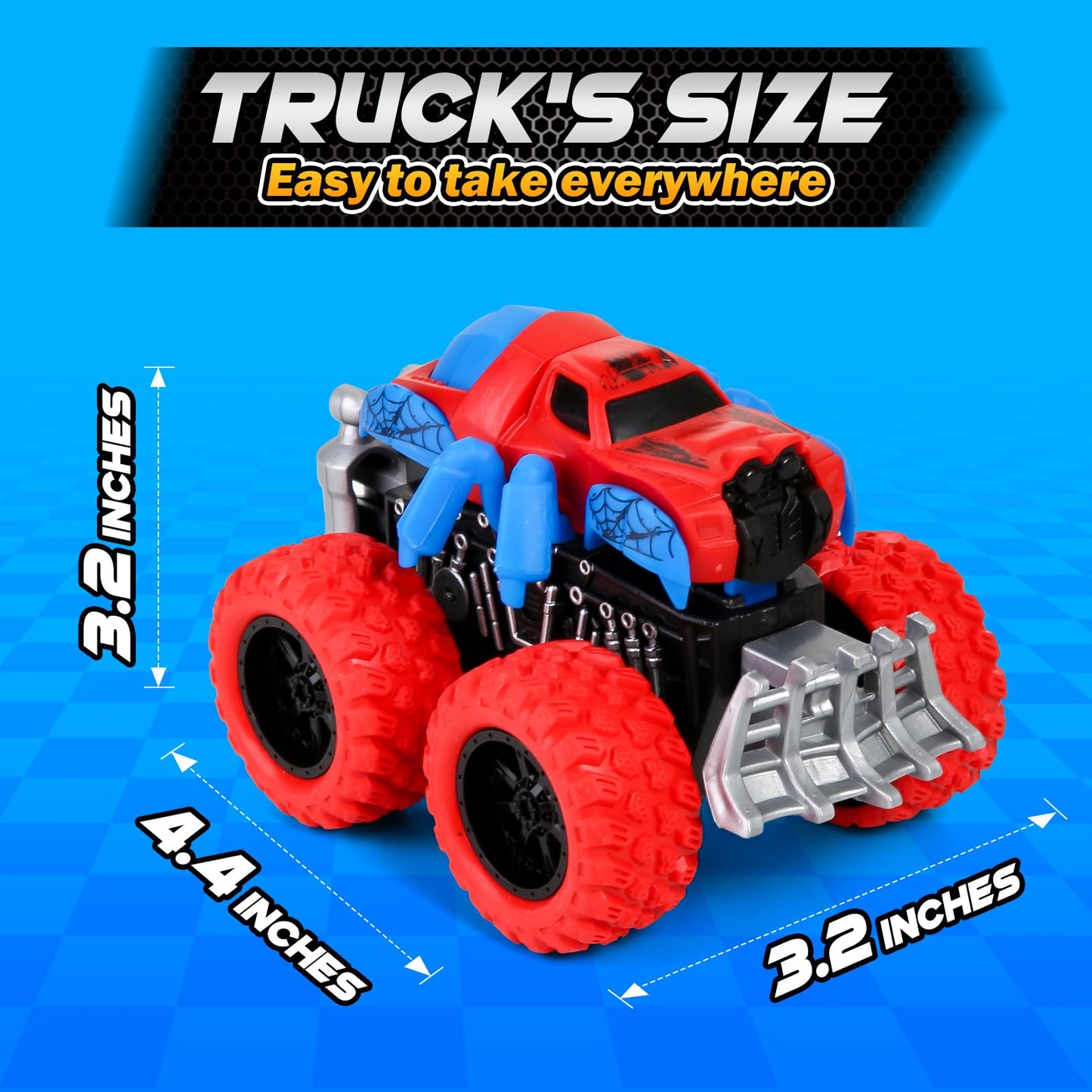 Gloween Monster Truck Toys – 6-Pack Friction-Powered Push & Go Cars