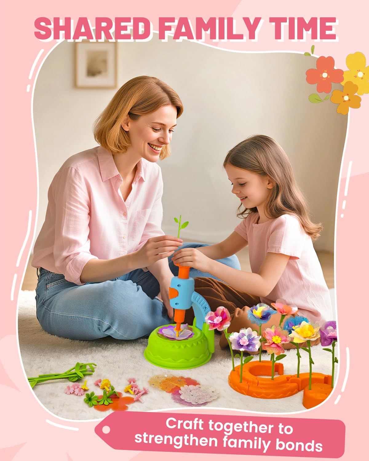 Glowsprout DIY Art Flower Toys Set – 190+ Piece Floral Craft Kit for Kids