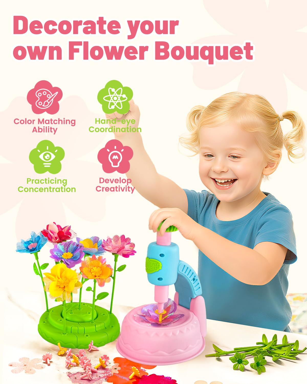 Glowsprout DIY Art Flower Toys Set — Creative Flower Garden Kit for Kids (Ages 4-10)