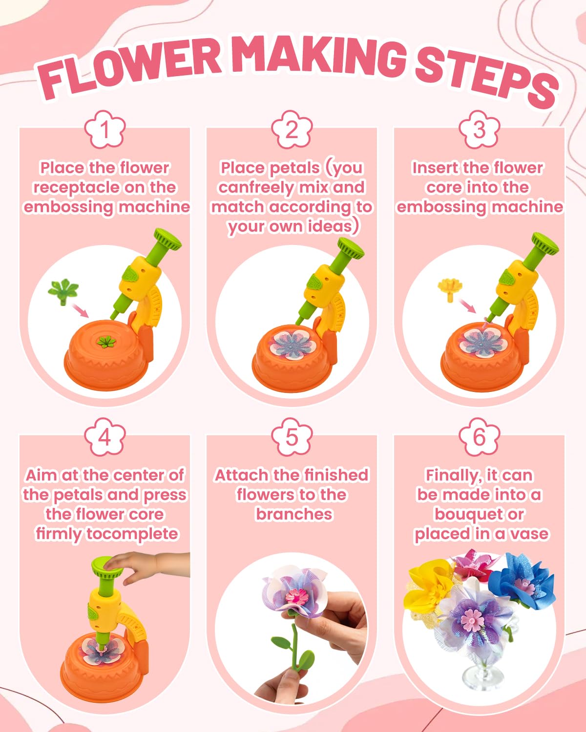 Glowsprout DIY Art Flower Toys – Extra Accessories Set for Kids 4–10 (Orange)
