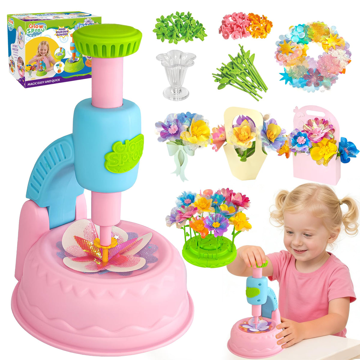 Glowsprout DIY Art Flower Toys Set — Creative Flower Garden Kit for Kids (Ages 4-10)