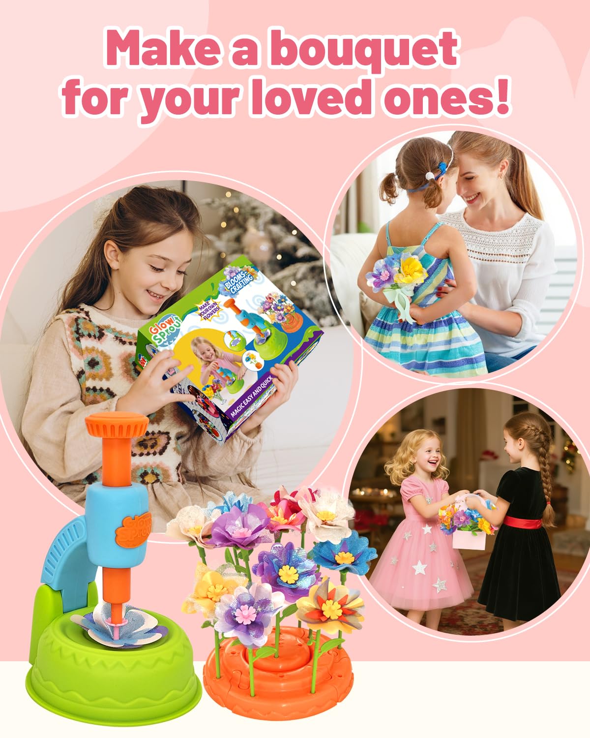 Glowsprout DIY Art Flower Toys Set – 190+ Piece Floral Craft Kit for Kids