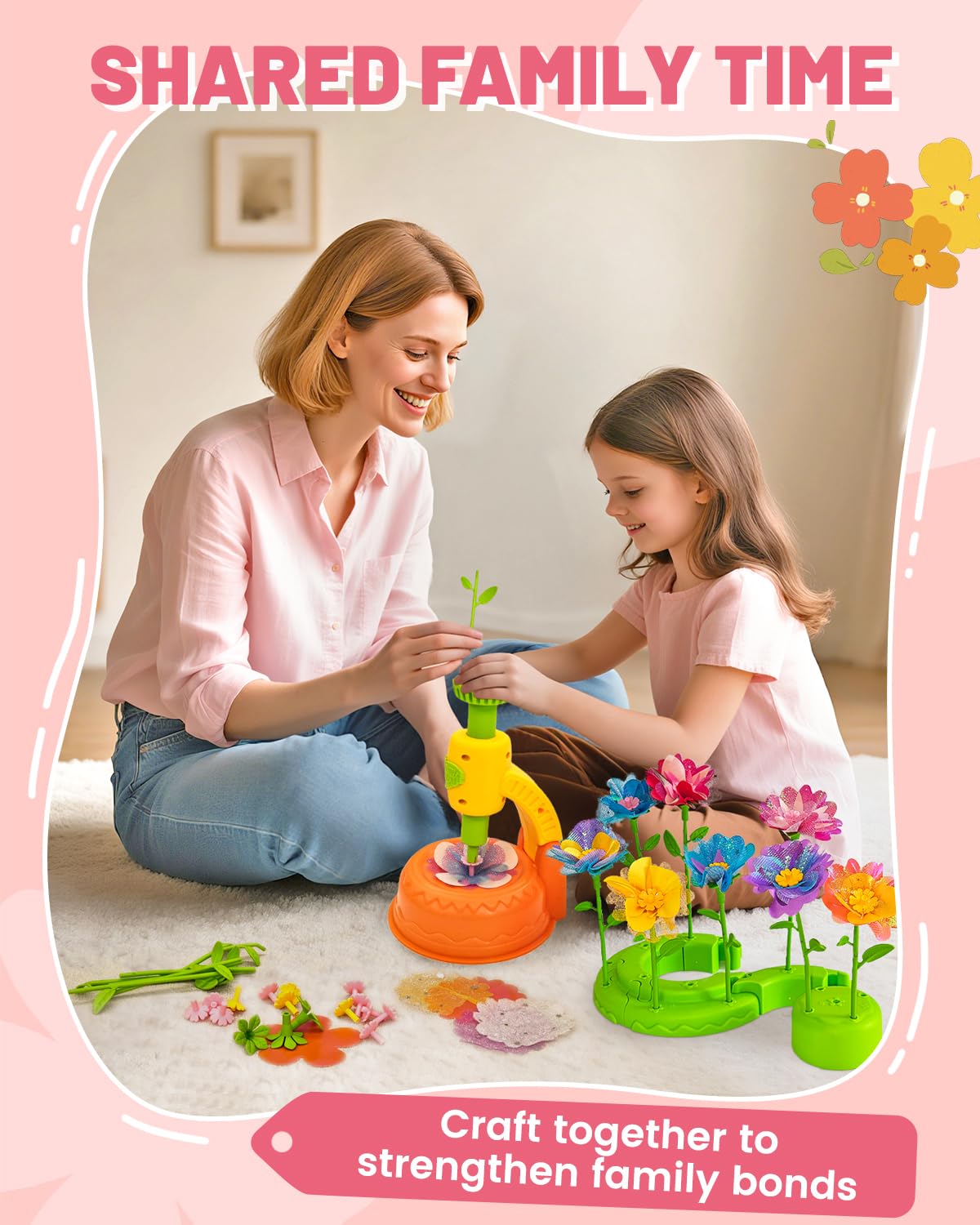 Glowsprout DIY Art Flower Toys – Extra Accessories Set for Kids 4–10 (Orange)