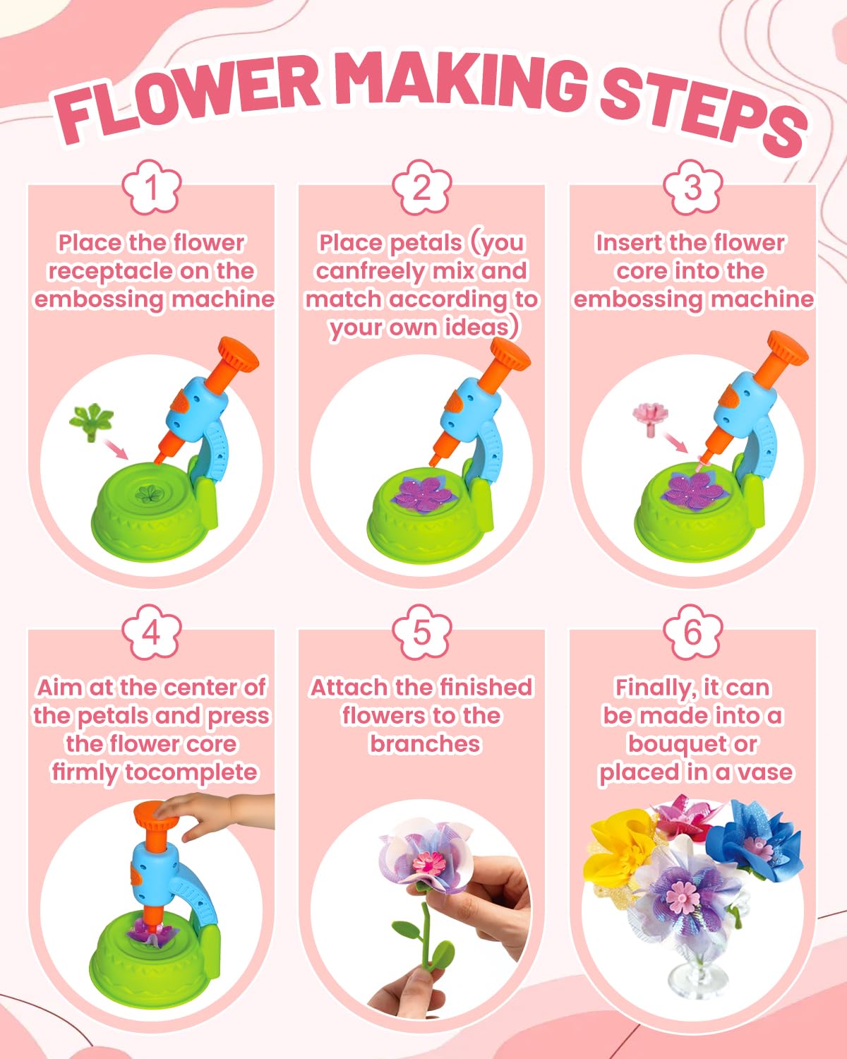 Glowsprout DIY Art Flower Toys Set – 190+ Piece Floral Craft Kit for Kids