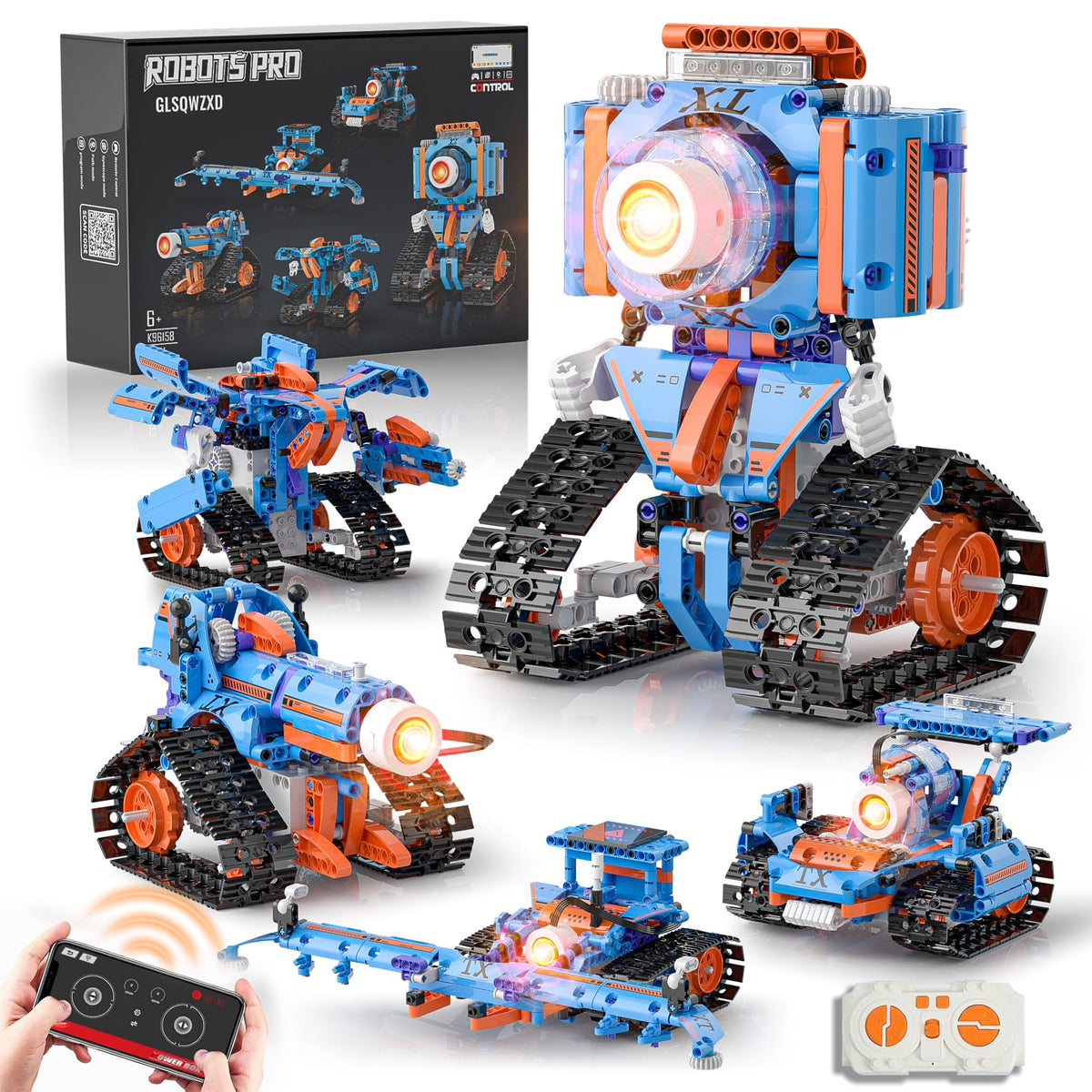 GLSQWZXD 5in1 Robot Building Kit for Kids 6-12 – STEM, Coding & Remote Control