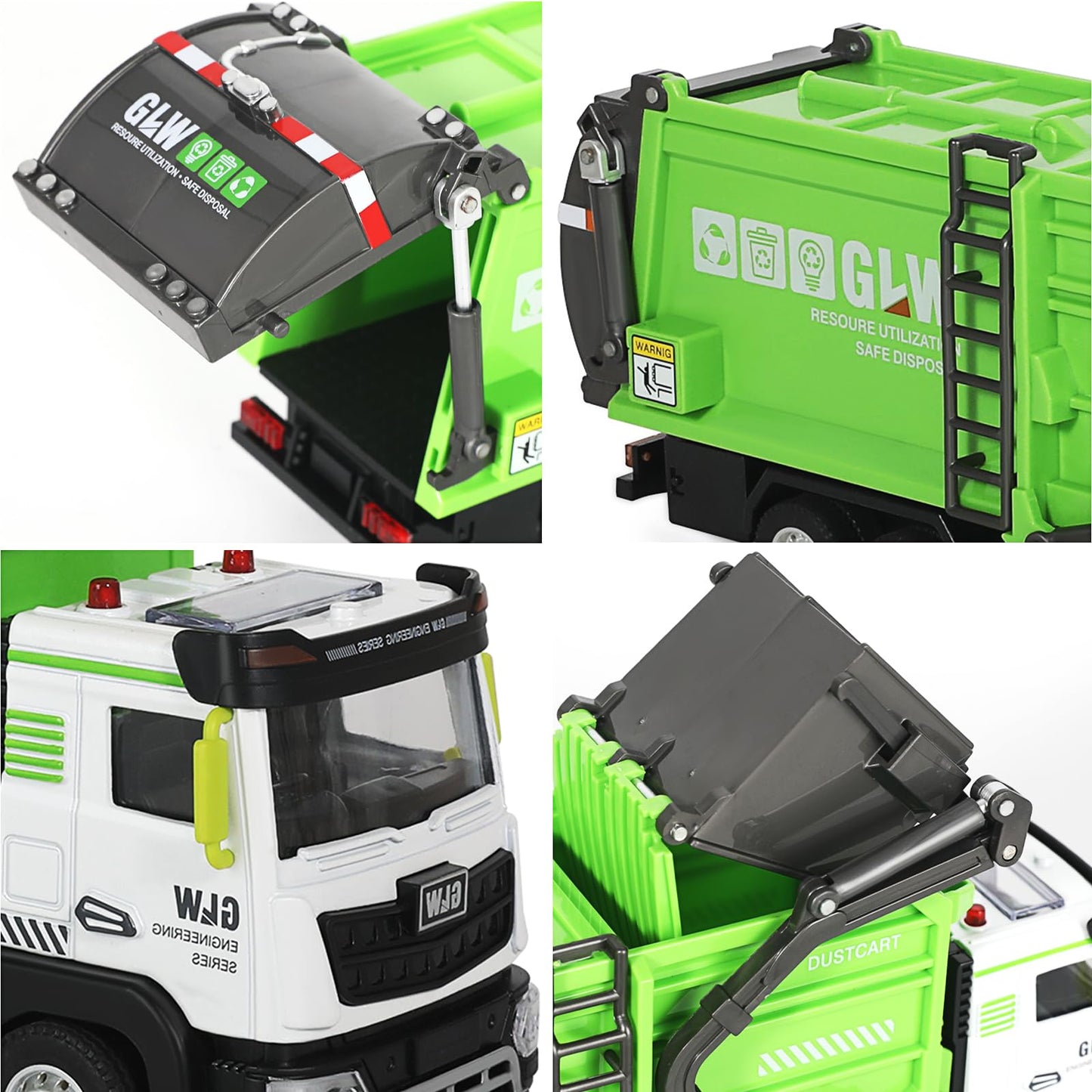 GLW Toddlers Garbage Truck Toy Set – Inertia-Driven Front Dumper & Color-Coded Sorting Bins