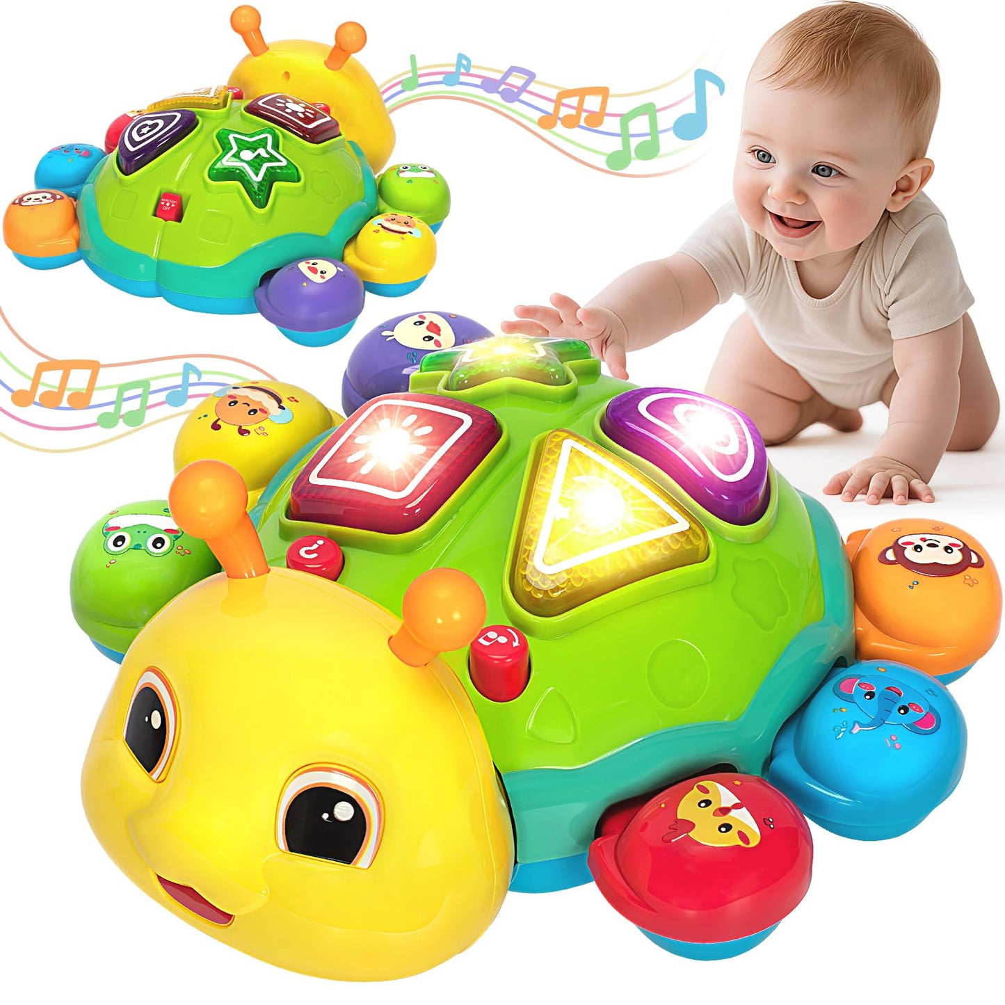 GMAOPHY Baby Crawling Ladybug Toy – 6-12 Months, Musical Light-Up Infant Toy