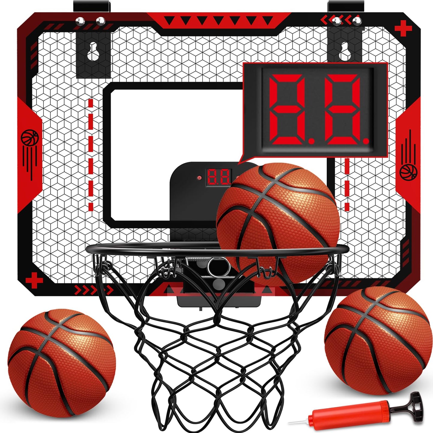 GMAOPHY Basketball Hoop Indoor with Electronic Scoreboard – Door-Mount Mini Hoop for Kids 5-10+