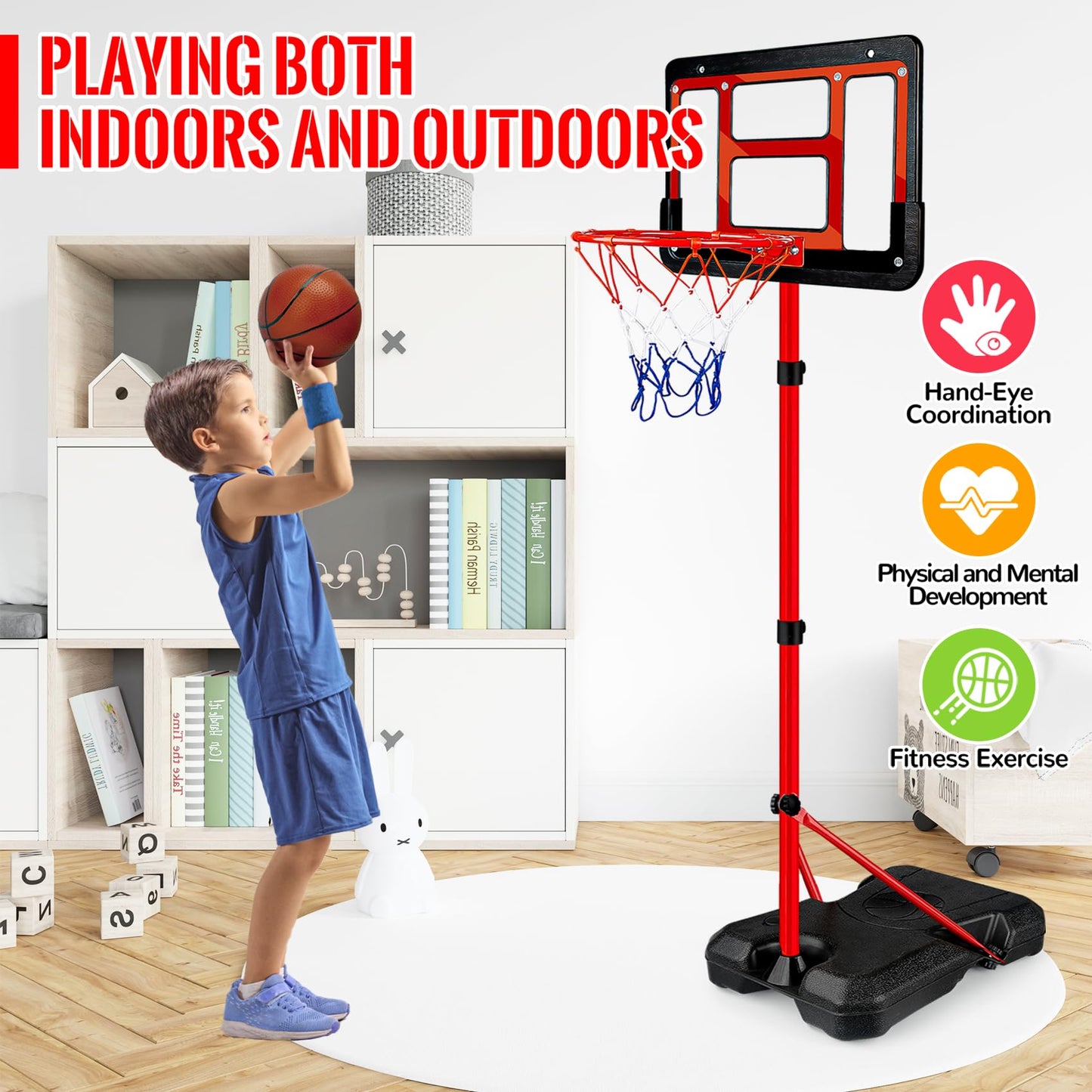 GMAOPHY Kids Basketball Hoop with Stand – Adjustable Indoor/Outdoor Set