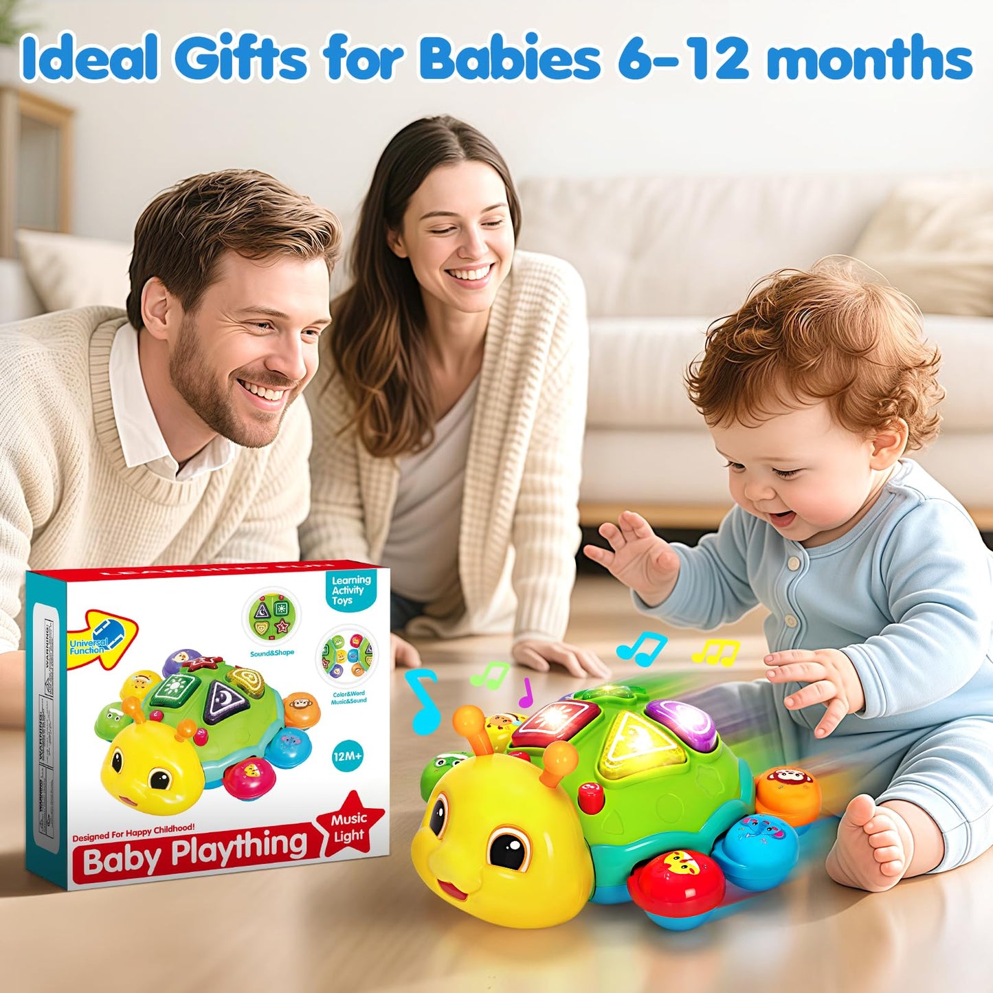 GMAOPHY Baby Crawling Ladybug Toy – 6-12 Months, Musical Light-Up Infant Toy