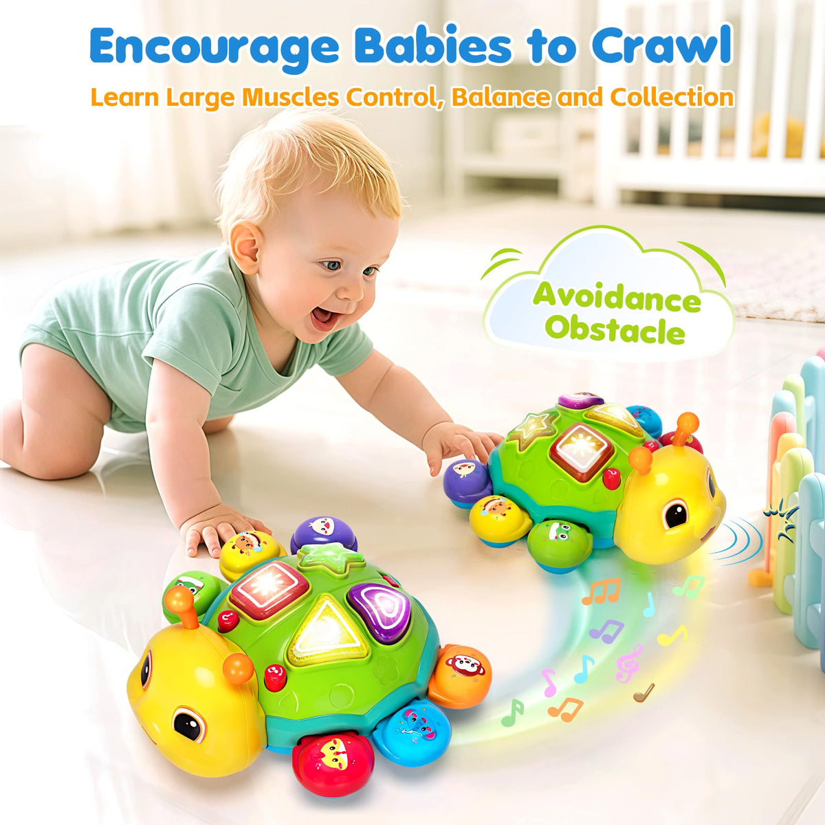 GMAOPHY Baby Crawling Ladybug Toy – 6-12 Months, Musical Light-Up Infant Toy