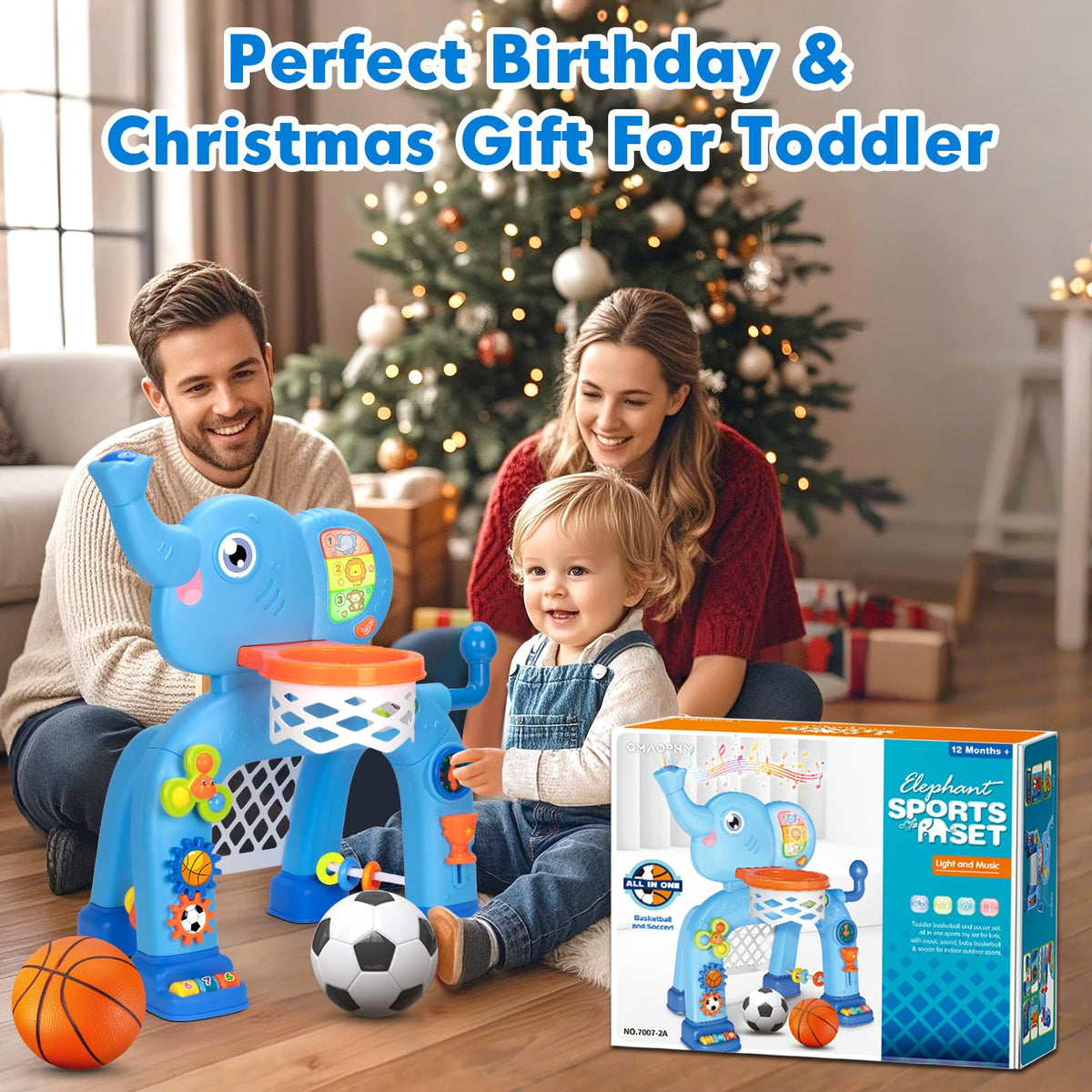 GMAOPHY Toddler Basketball Hoop & Soccer Goal – Lights, Sounds & Montessori Toys (Ages 12–36 Months)