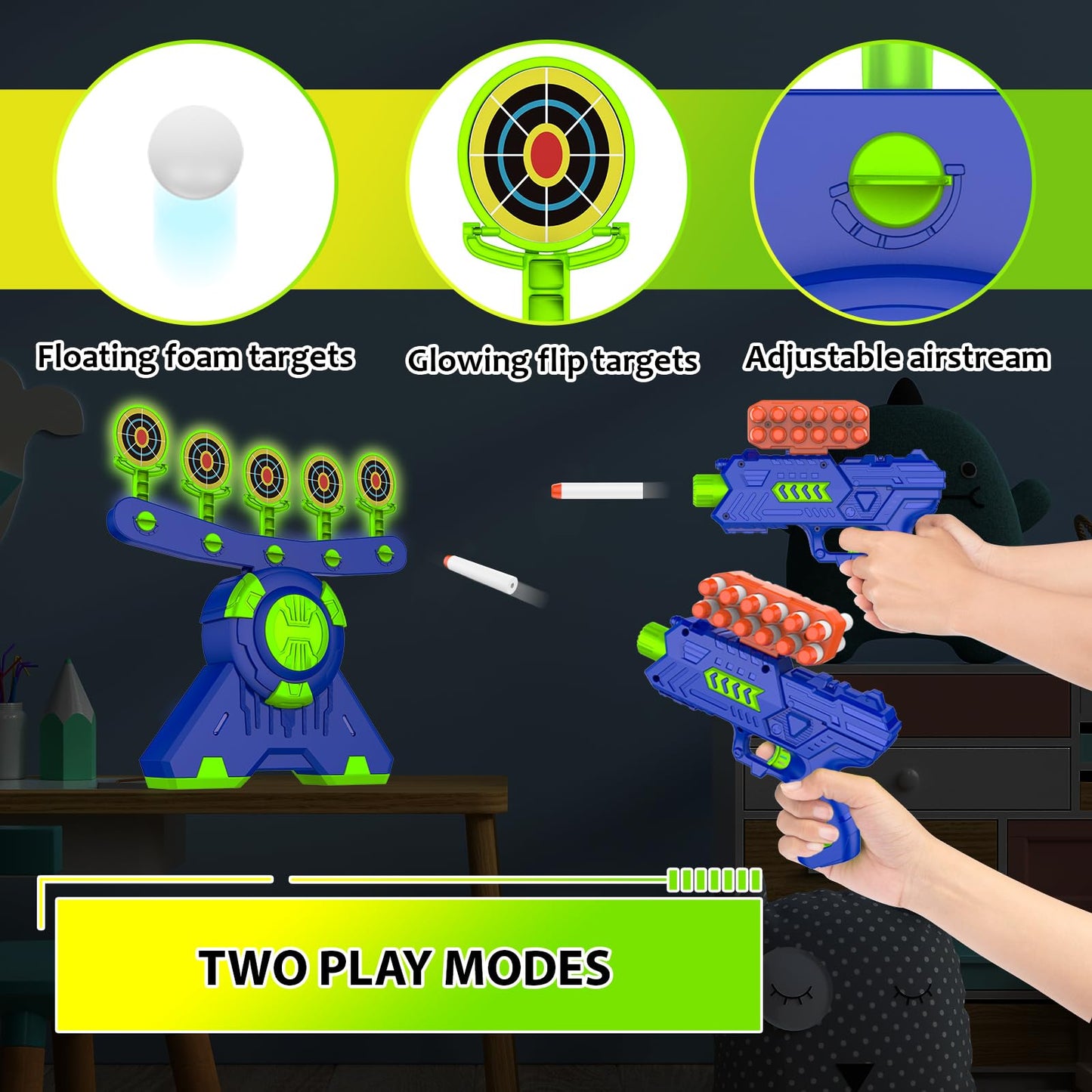 GMAOPHY Glow-In-The-Dark Floating Ball Target Set – Shooting Games Toy for Kids 5-12