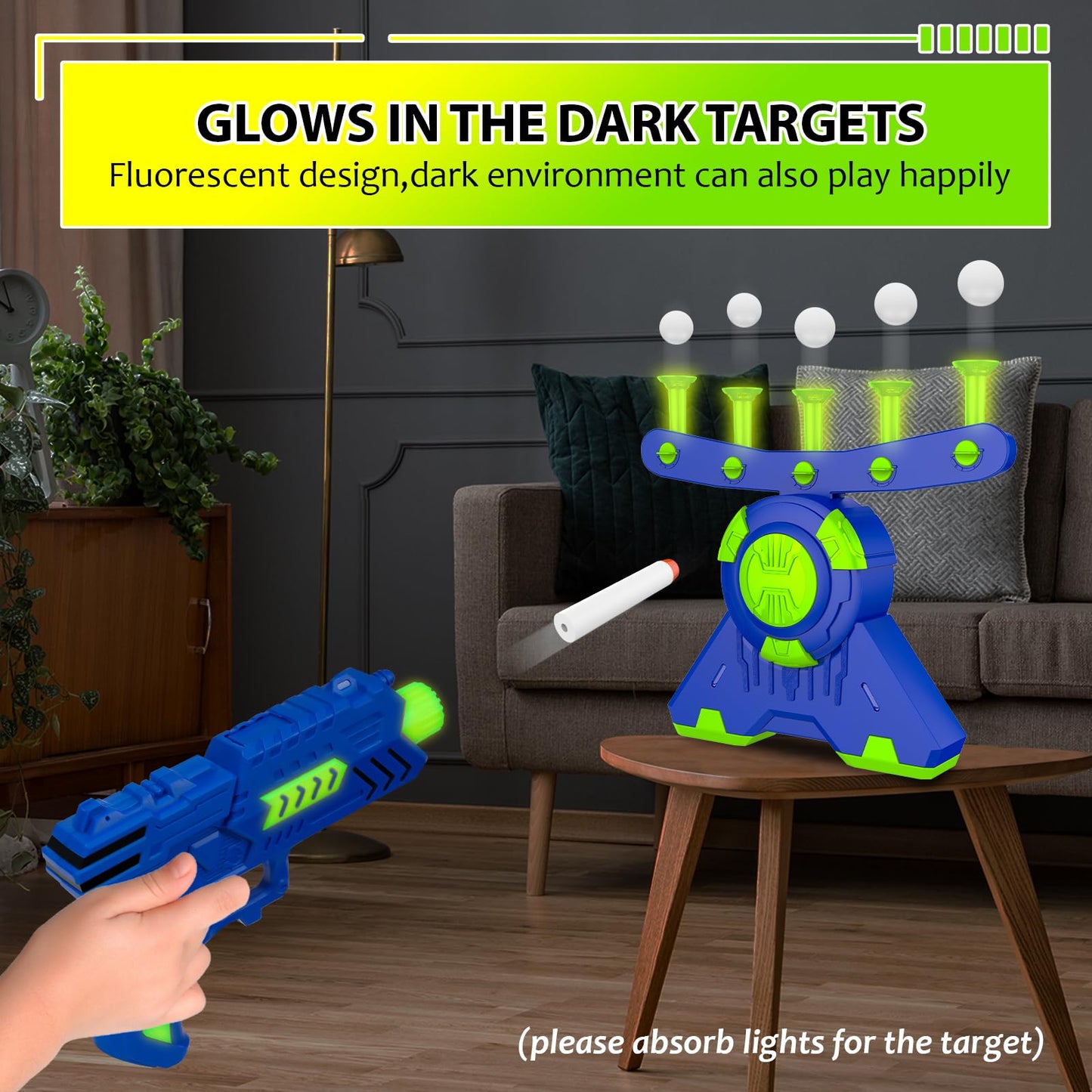 GMAOPHY Glow-In-The-Dark Floating Ball Target Set – Shooting Games Toy for Kids 5-12