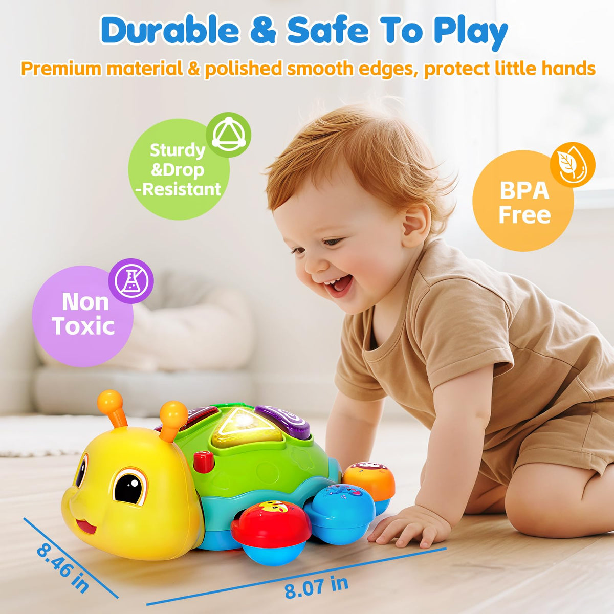 GMAOPHY Baby Crawling Ladybug Toy – 6-12 Months, Musical Light-Up Infant Toy