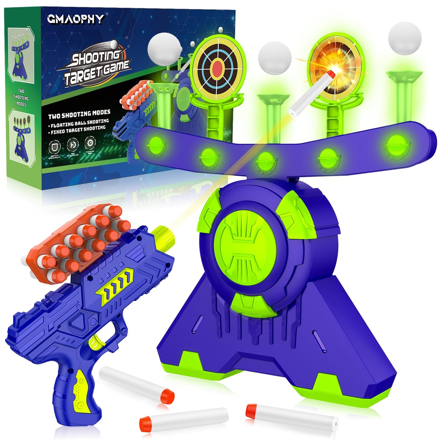 GMAOPHY Glow-In-The-Dark Floating Ball Target Set – Shooting Games Toy for Kids 5-12
