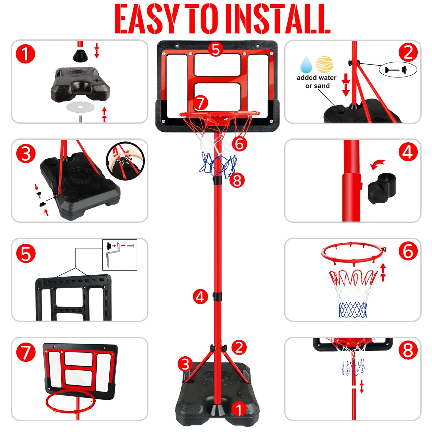 GMAOPHY Kids Basketball Hoop with Stand – Adjustable Indoor/Outdoor Set