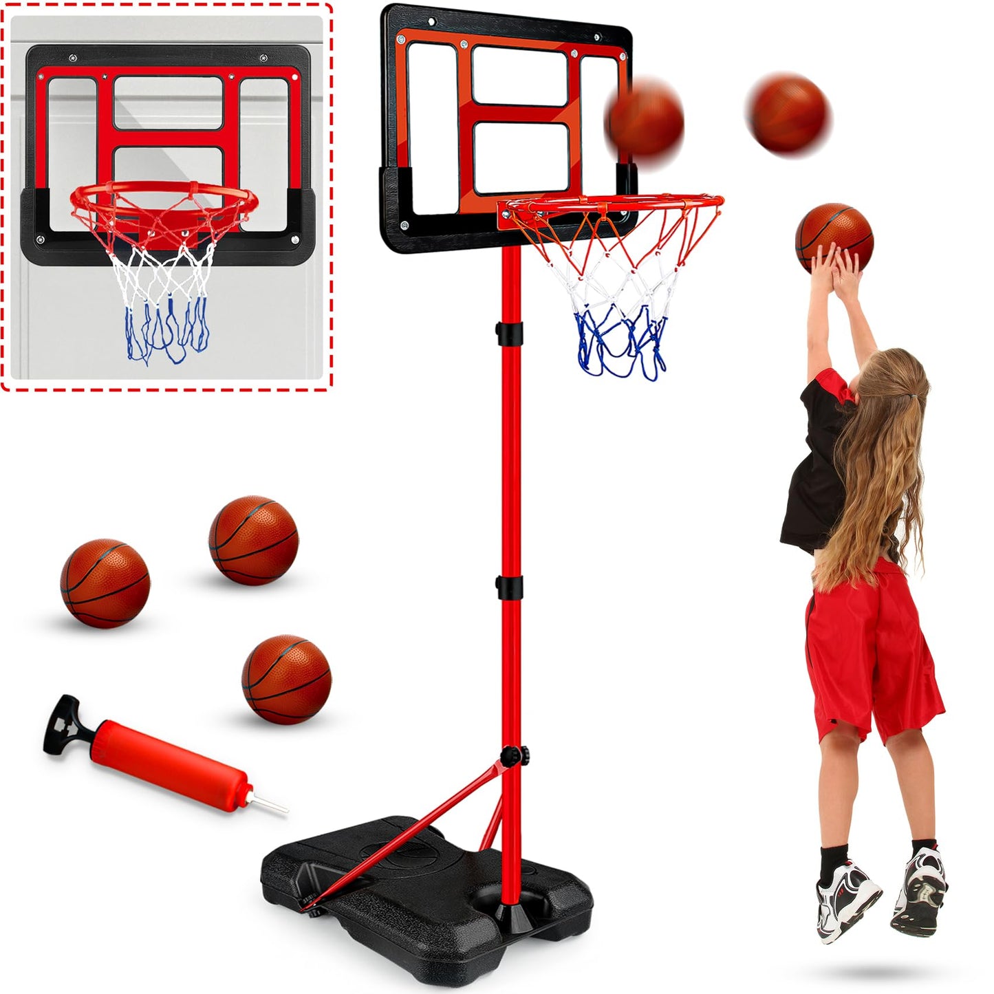 GMAOPHY Kids Basketball Hoop with Stand – Adjustable Indoor/Outdoor Set
