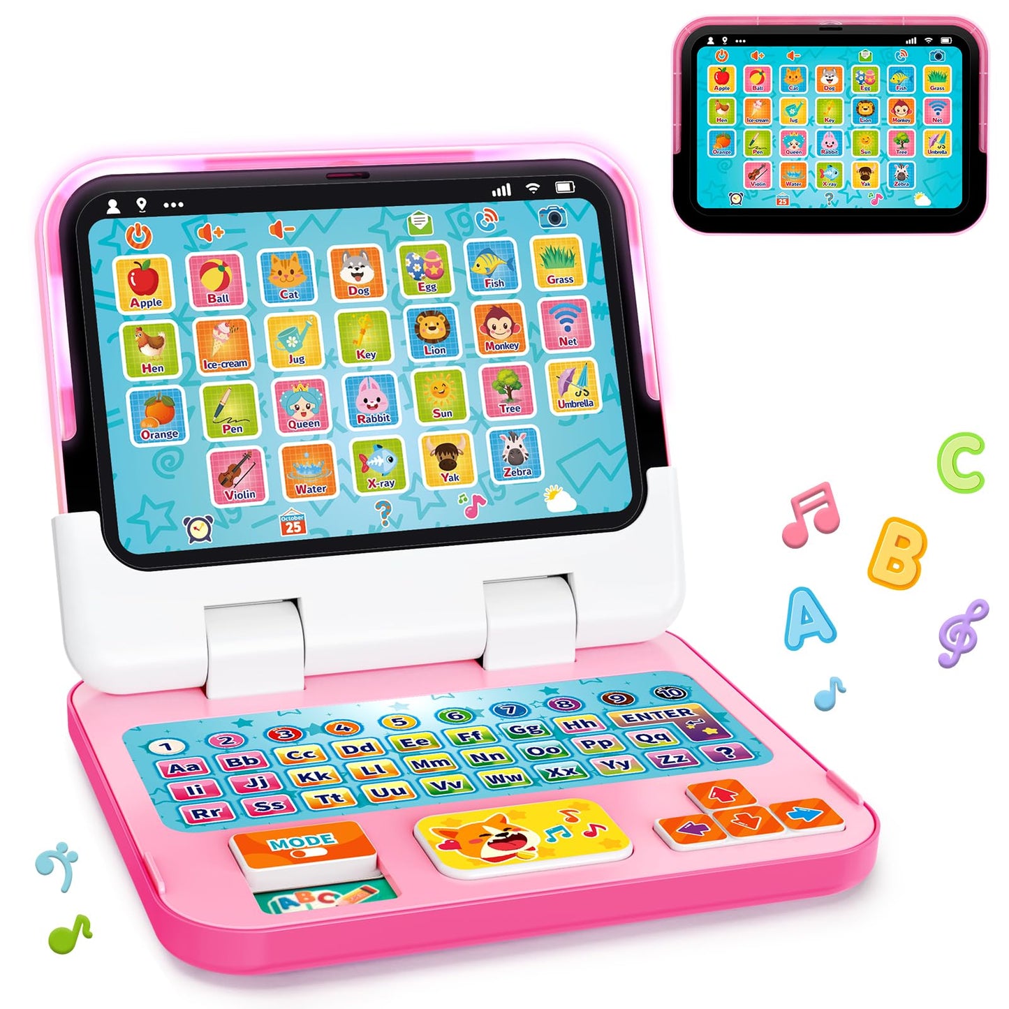GMAOPHY Learning Laptop for Toddlers 1-3 | 2-in-1 Educational Toy with Music, Lights, 120+ Themes