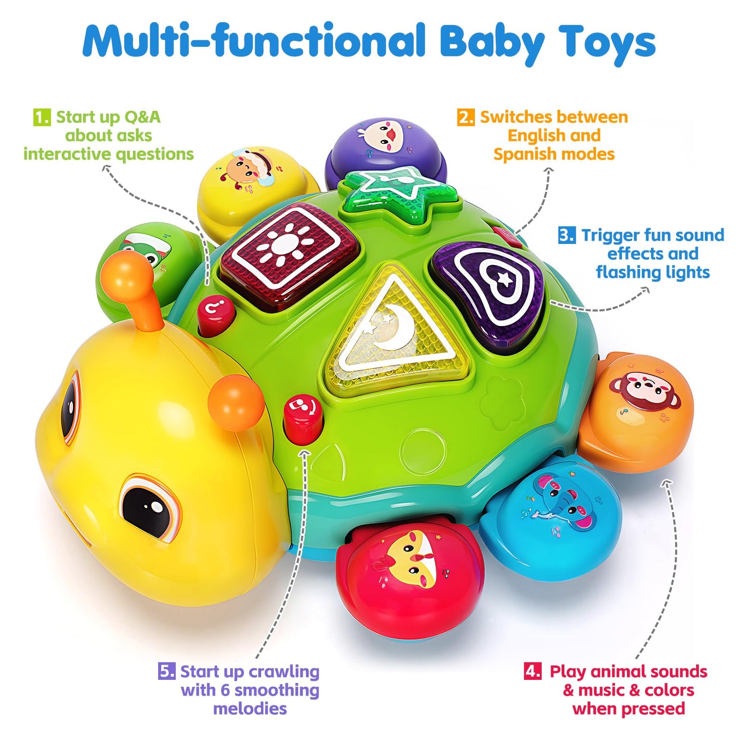 GMAOPHY Baby Crawling Ladybug Toy – 6-12 Months, Musical Light-Up Infant Toy