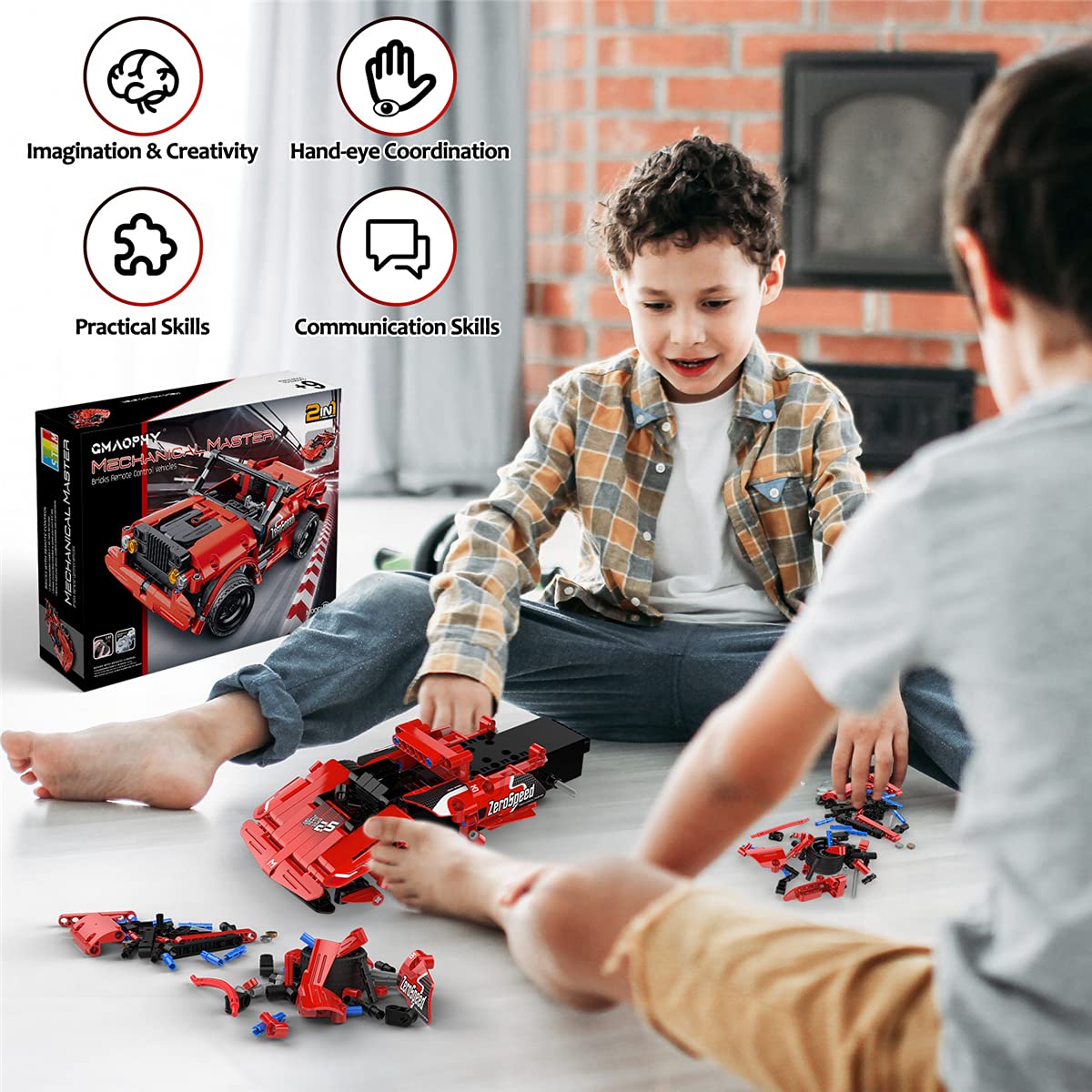 GMAOPHY 2-in-1 STEM Building Toys for Kids 5-12 | RC Racer Car & Off-Road Kit