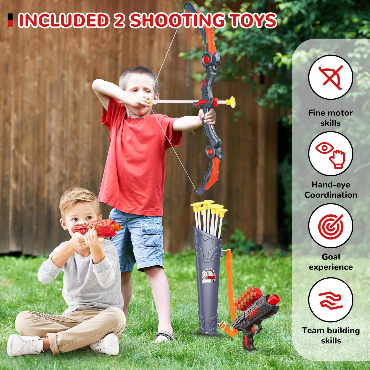 GMAOPHY LED Light-Up Archery Set – 2 Pack Bow & Arrow Toy with 20 Arrows for Kids 4-12