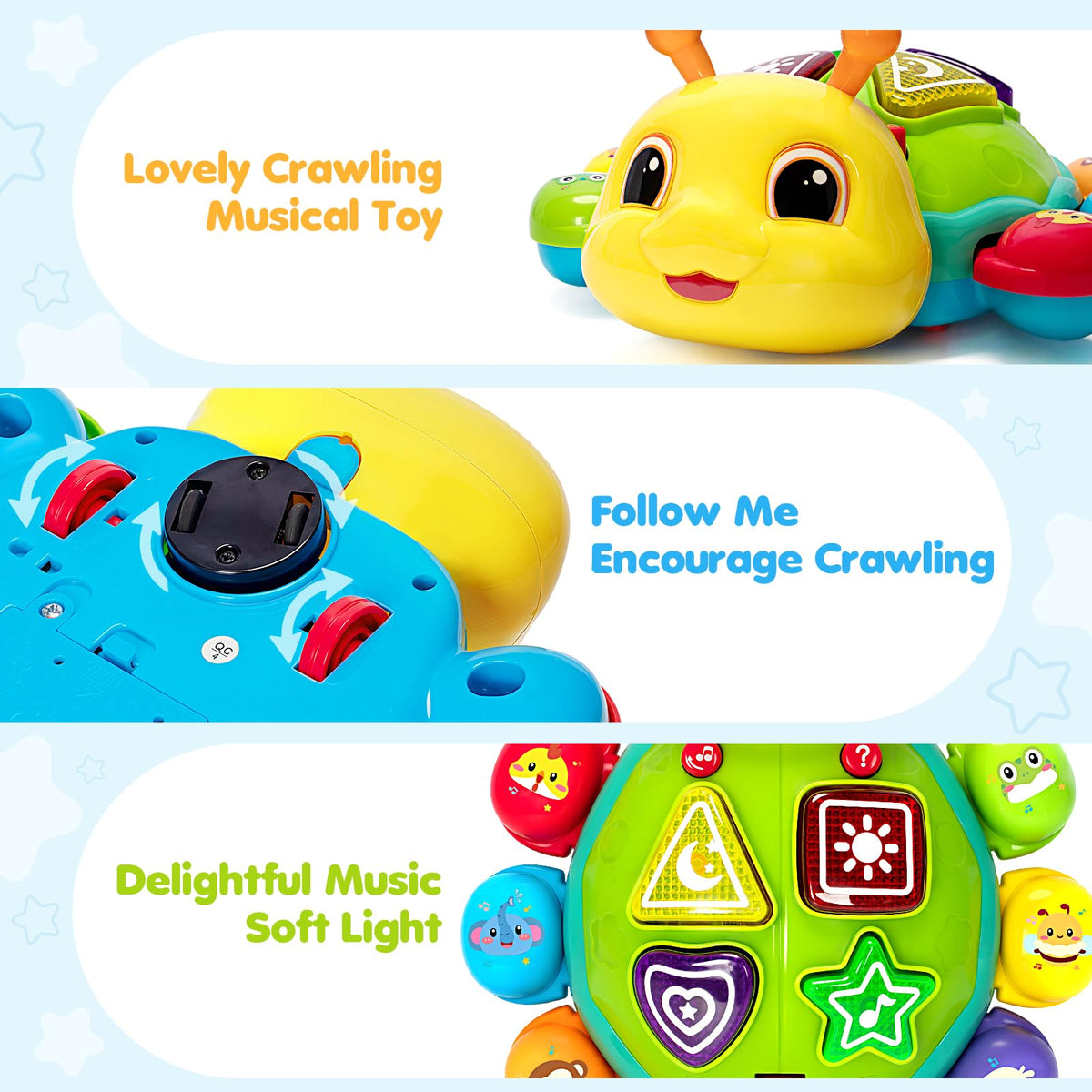 GMAOPHY Baby Crawling Ladybug Toy – 6-12 Months, Musical Light-Up Infant Toy