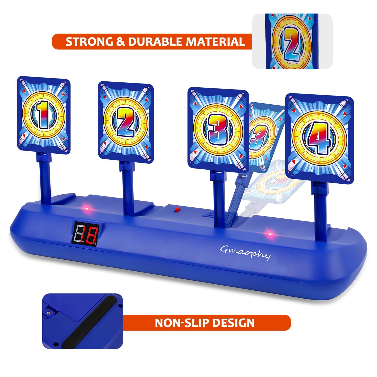 GMAOPHY Digital Shooting Targets with 2 Foam Dart Toy Blaster – 4-Target Auto-Reset Scoring Game for Kids